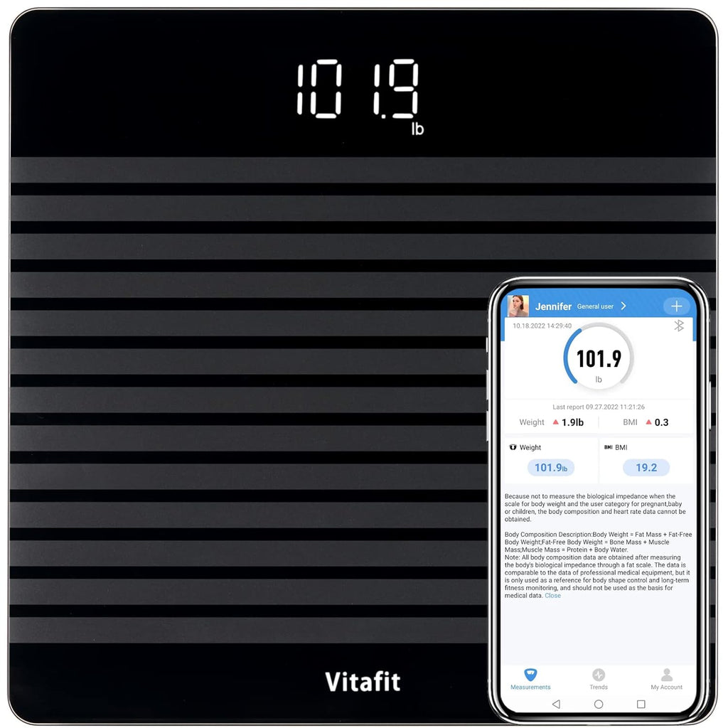 Vitafit Anti-Slip Smart Digital Bathroom Scale with BMI and App

