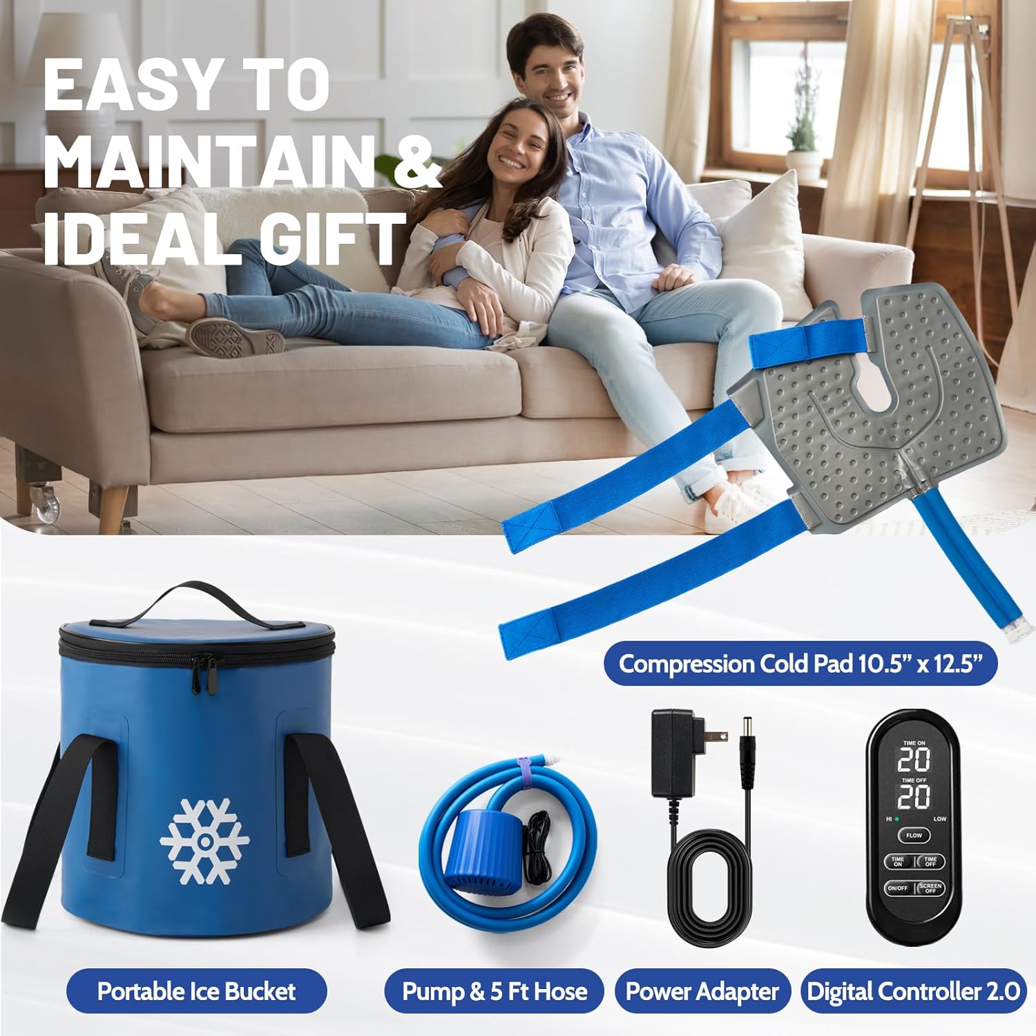 GALINAND Portable Cold Therapy Machine for Knee After Surgery, Ice Compression Wrap

