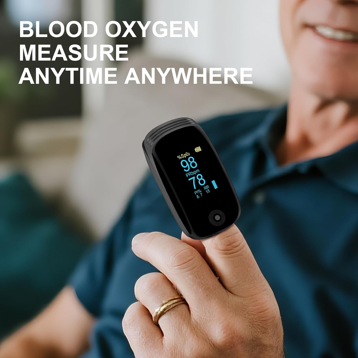 Fingertip Pulse Oximeter with Respiration Rate, OLED Display, Heart Rate, PI & RR

