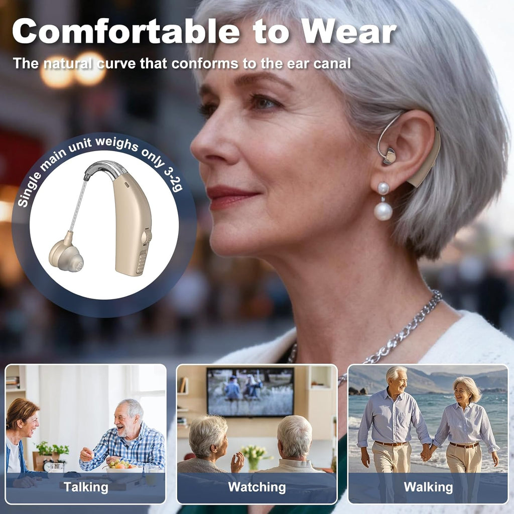 Rechargeable Hearing Aids for Seniors with Charging Case, Noise Reduction, Volume Control


