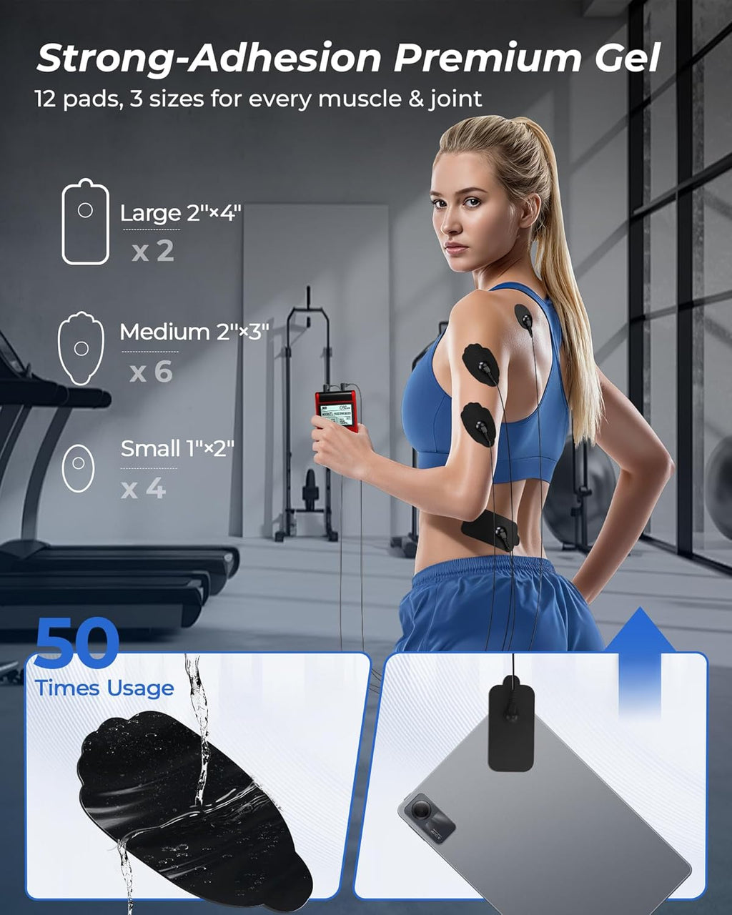 KingPavonini 4-in-1 TENS EMS Muscle Stimulator with Dual Channel and 12 Pads (B2501)

