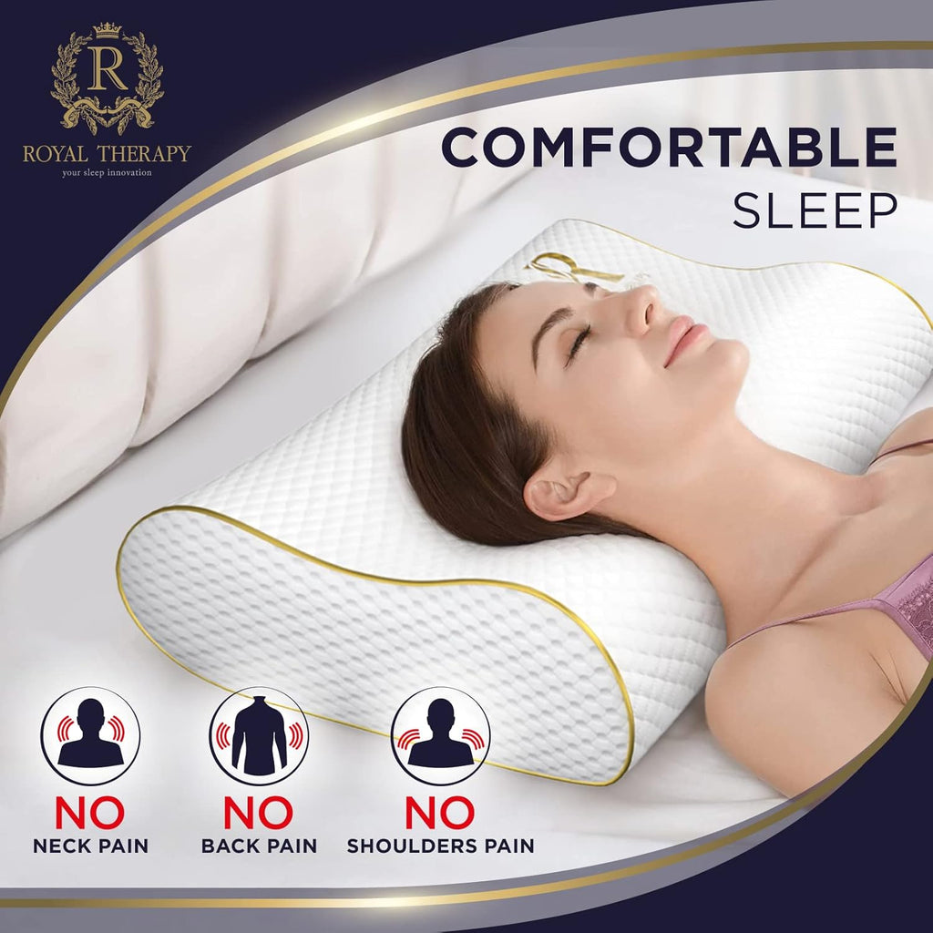 Royal Therapy Memory Foam Cervical Neck Contour Pillow for Neck Pain Relief

