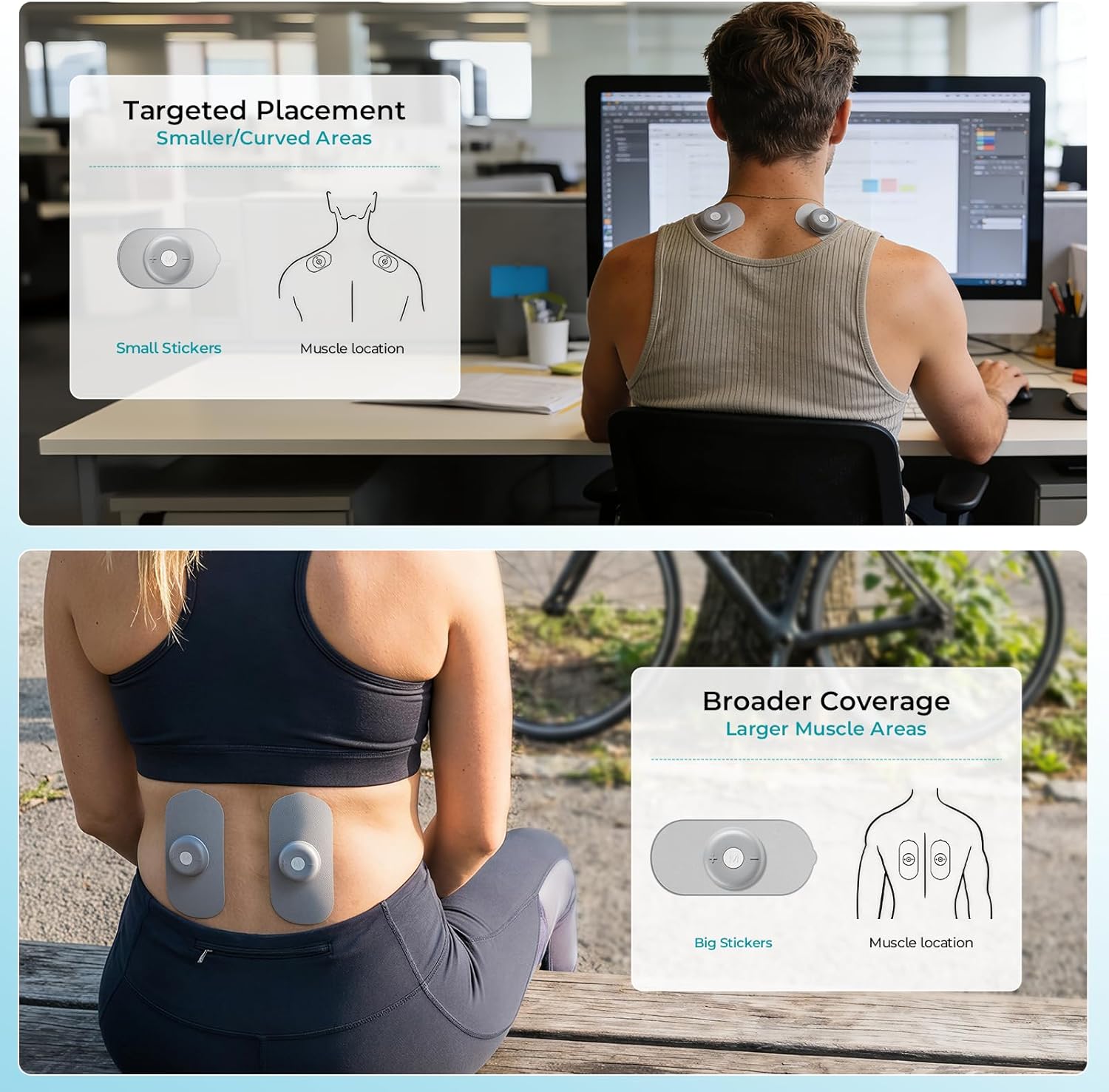 Betife Wireless TENS Unit Muscle Stimulator for Back Pain, Portable Pain Relief

