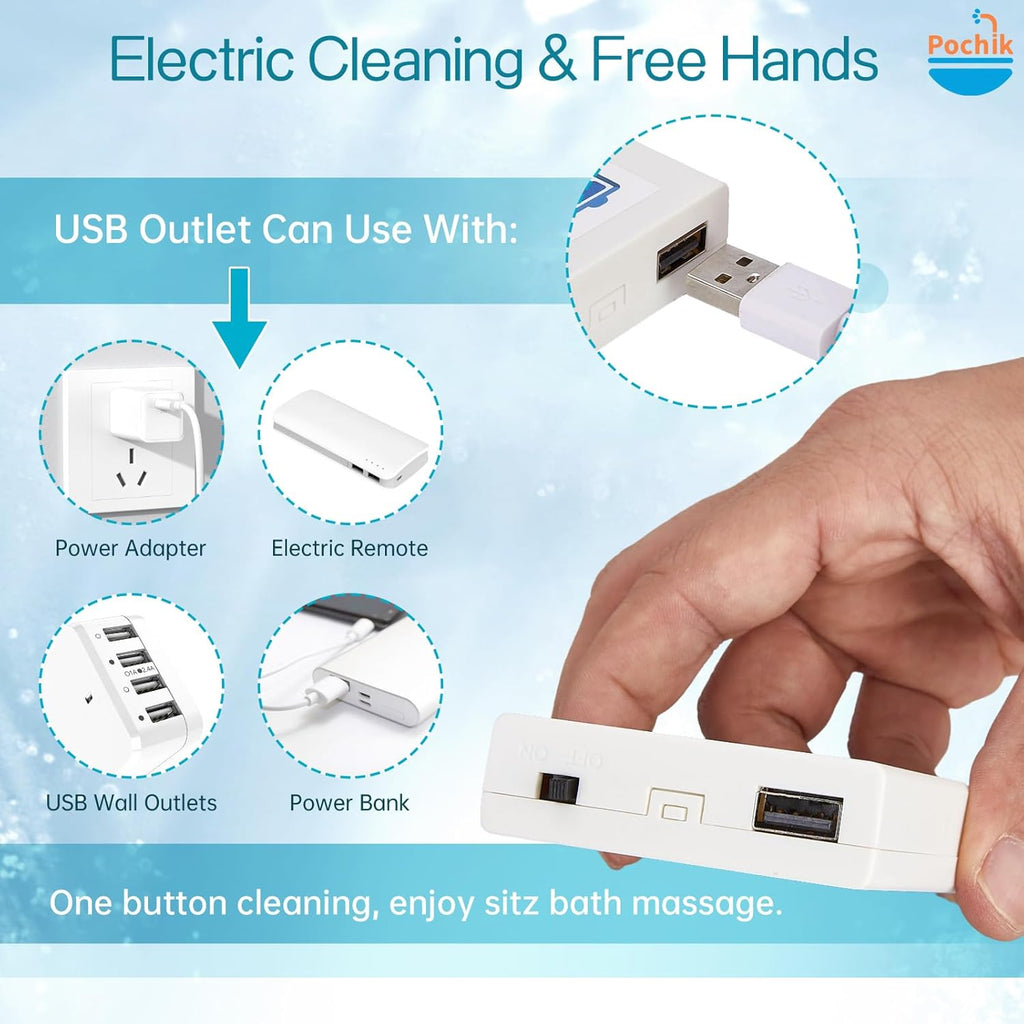 Pochik Electric Sitz Bath Kit for Toilet Seat, Collapsible Soaking Tub

