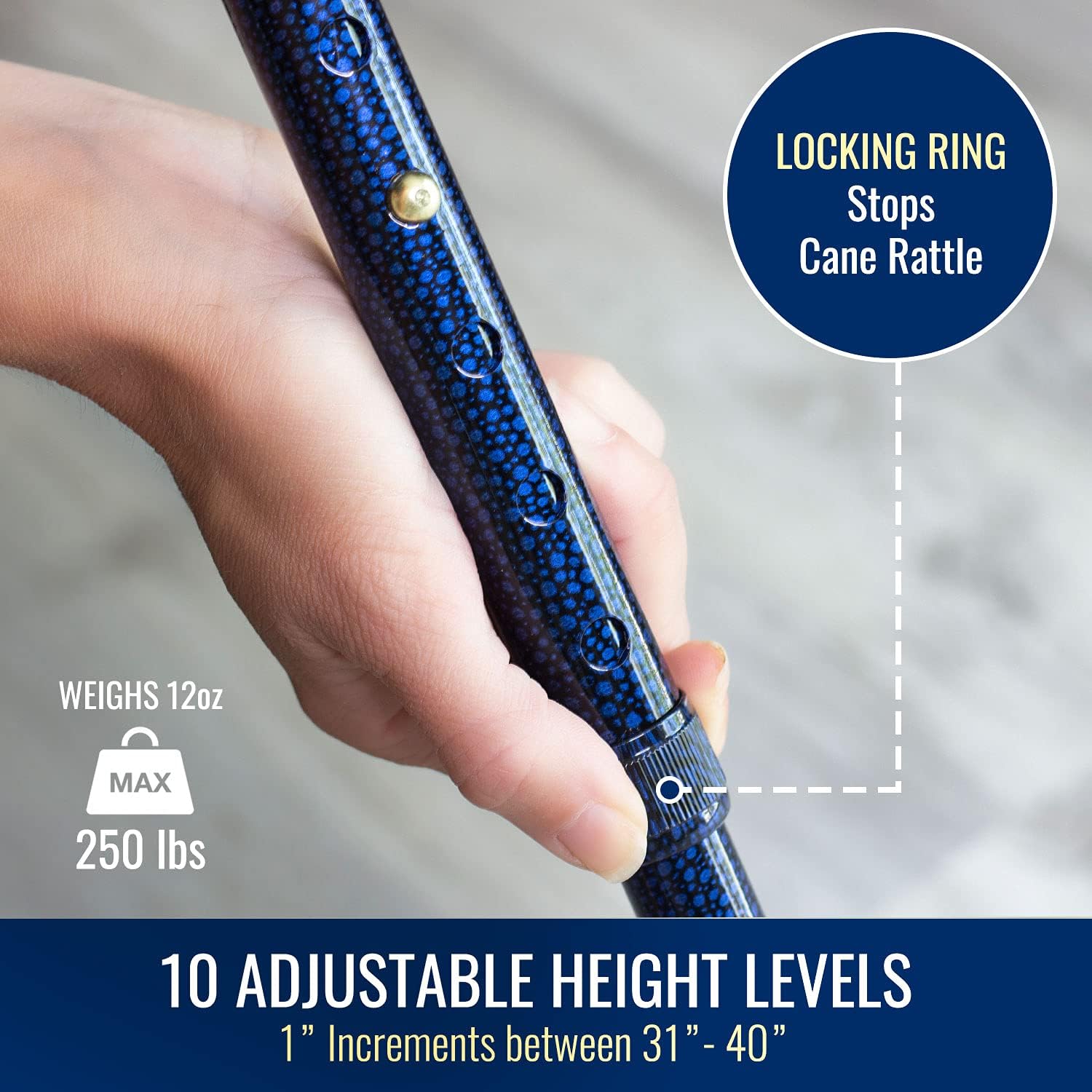 DMI Lightweight Aluminum Adjustable Walking Cane with Derby-Style Handle

