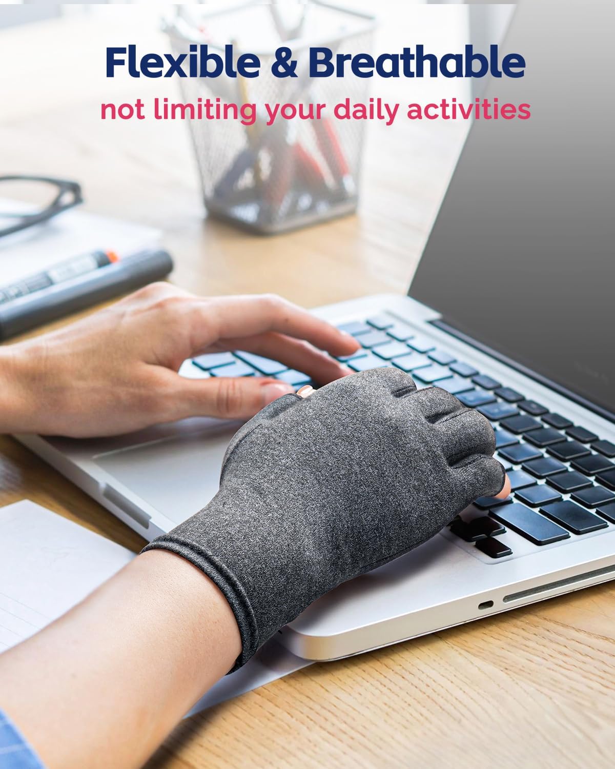 FEATOL Arthritis Compression Glove Wrist Brace Set, Fingerless Support for Women

