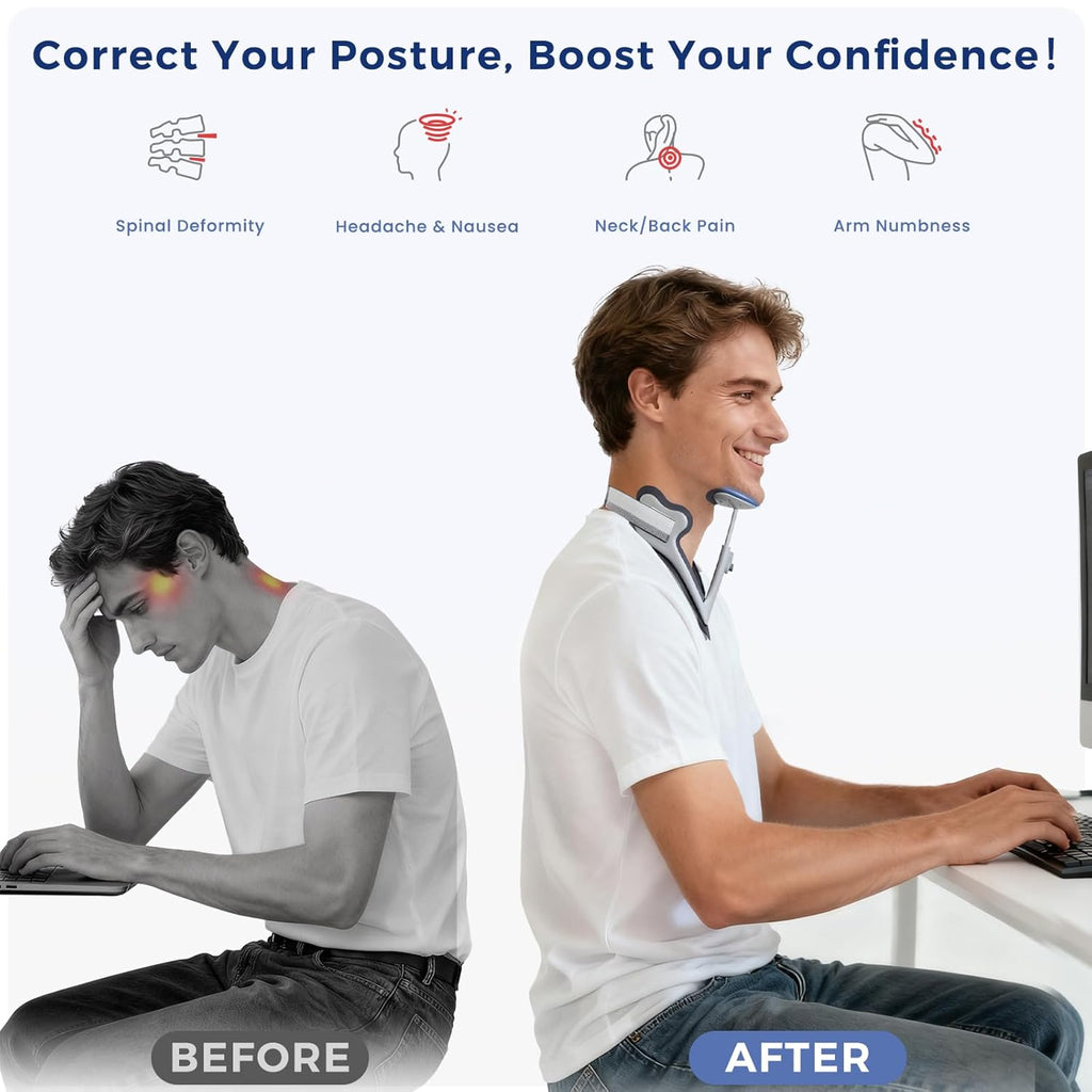 Posture Corrector Neck Collar for Cervical Alignment, 360° Adjustable Support, 28 Levels


