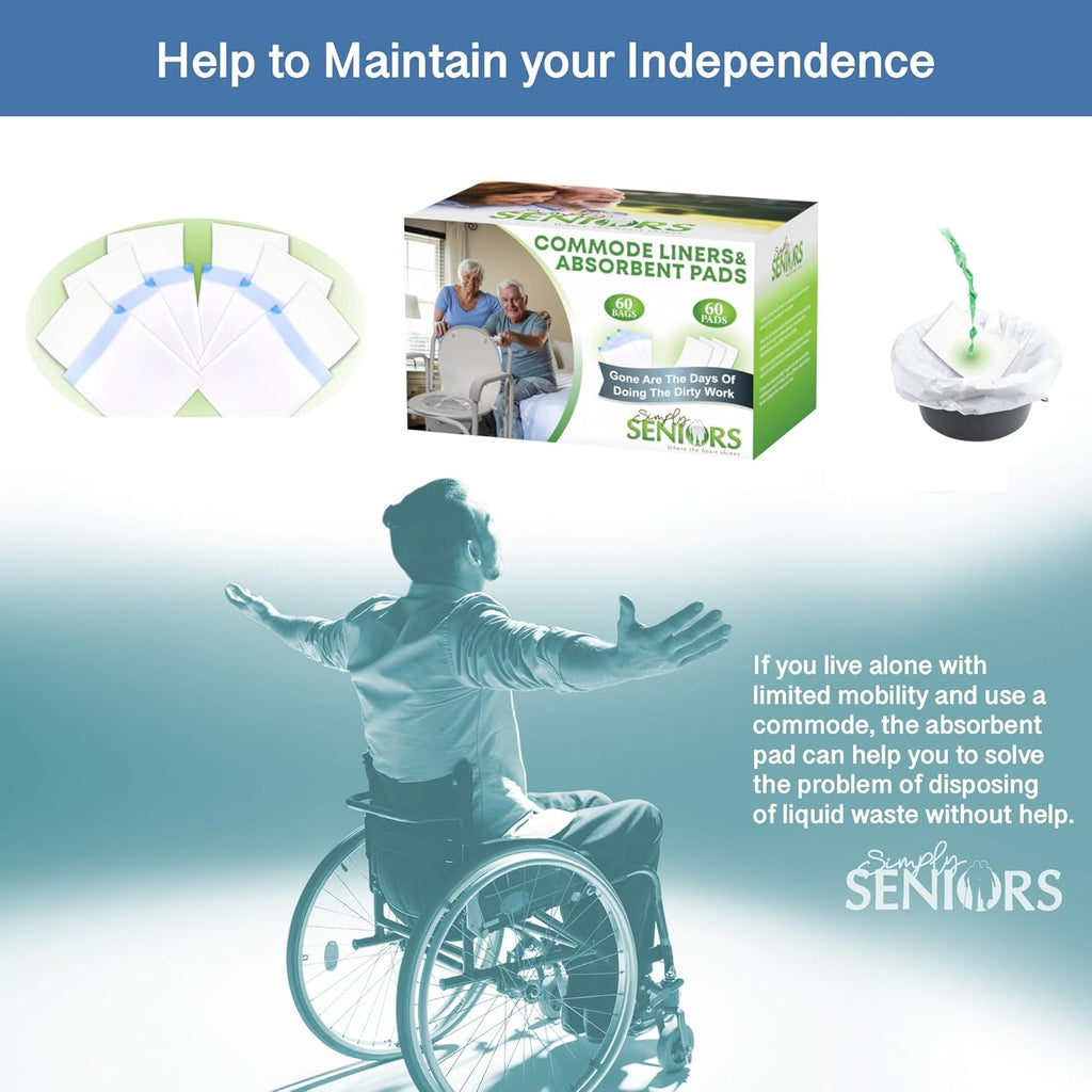 Commode Liners with Absorbent Odor Control Sheets, Bedside Portable Toilet Use

