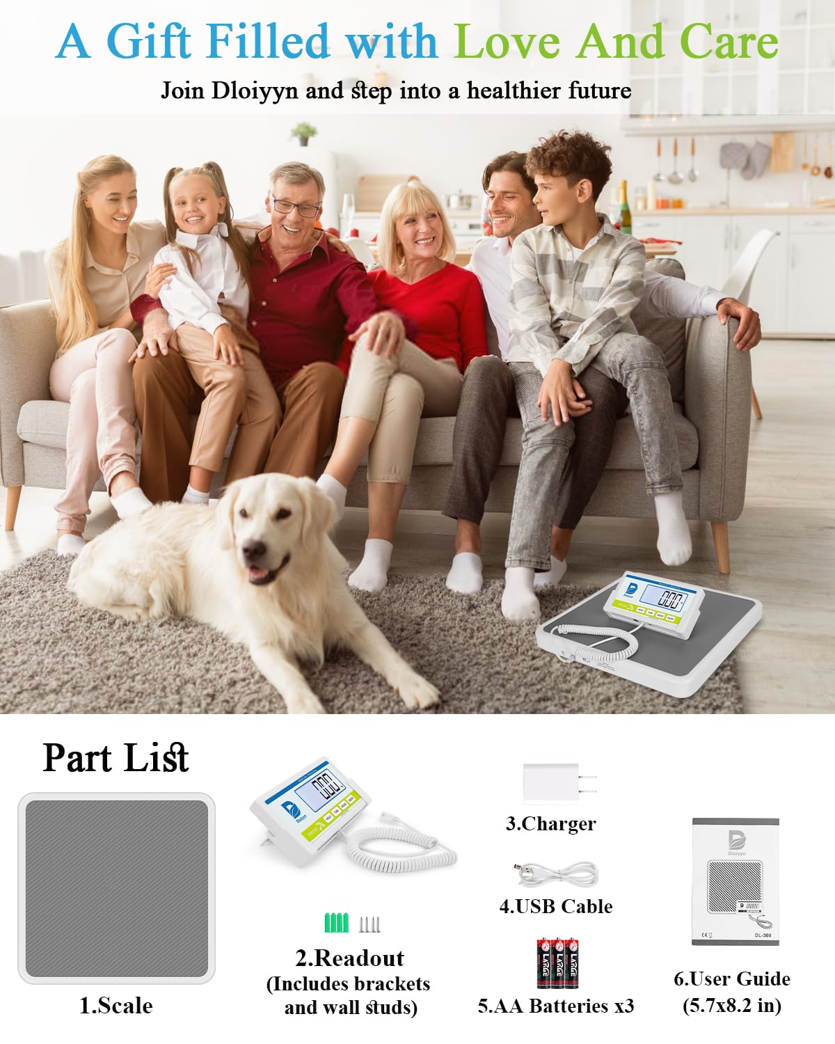 Medical Floor Scale with Digital Display, 660 lb Capacity, kg/lb/oz, AC Adapter Included

