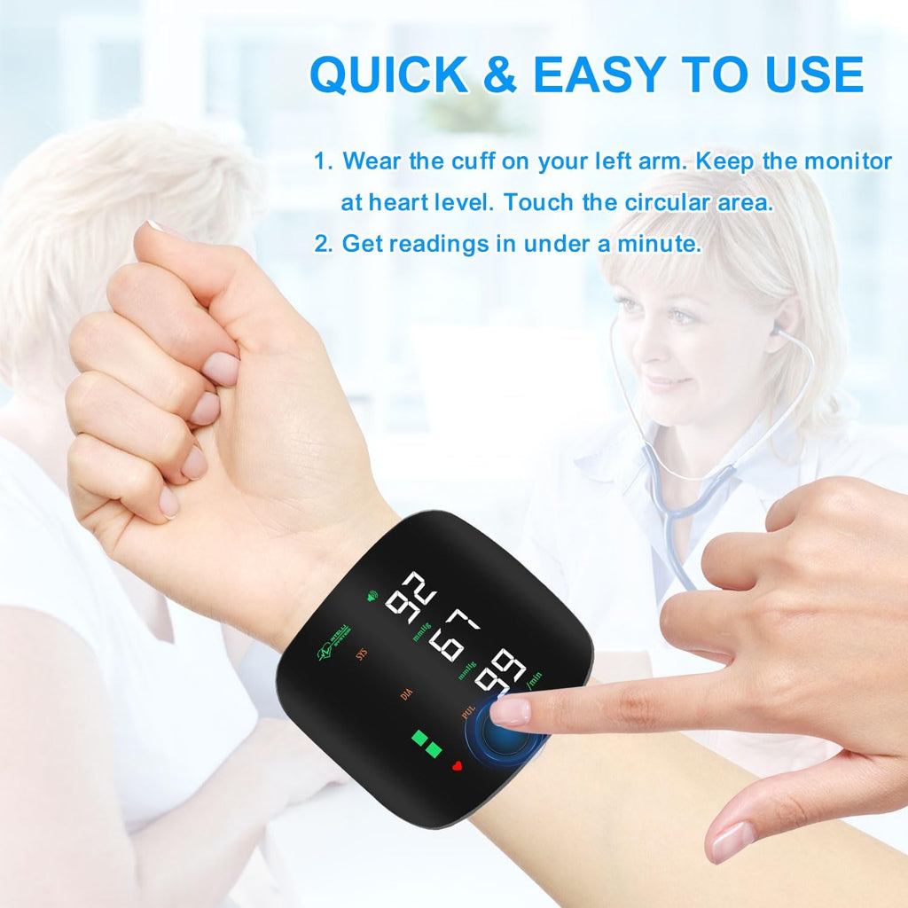 Rechargeable Wrist Blood Pressure Monitor with Digital Display and Voice Broadcast

