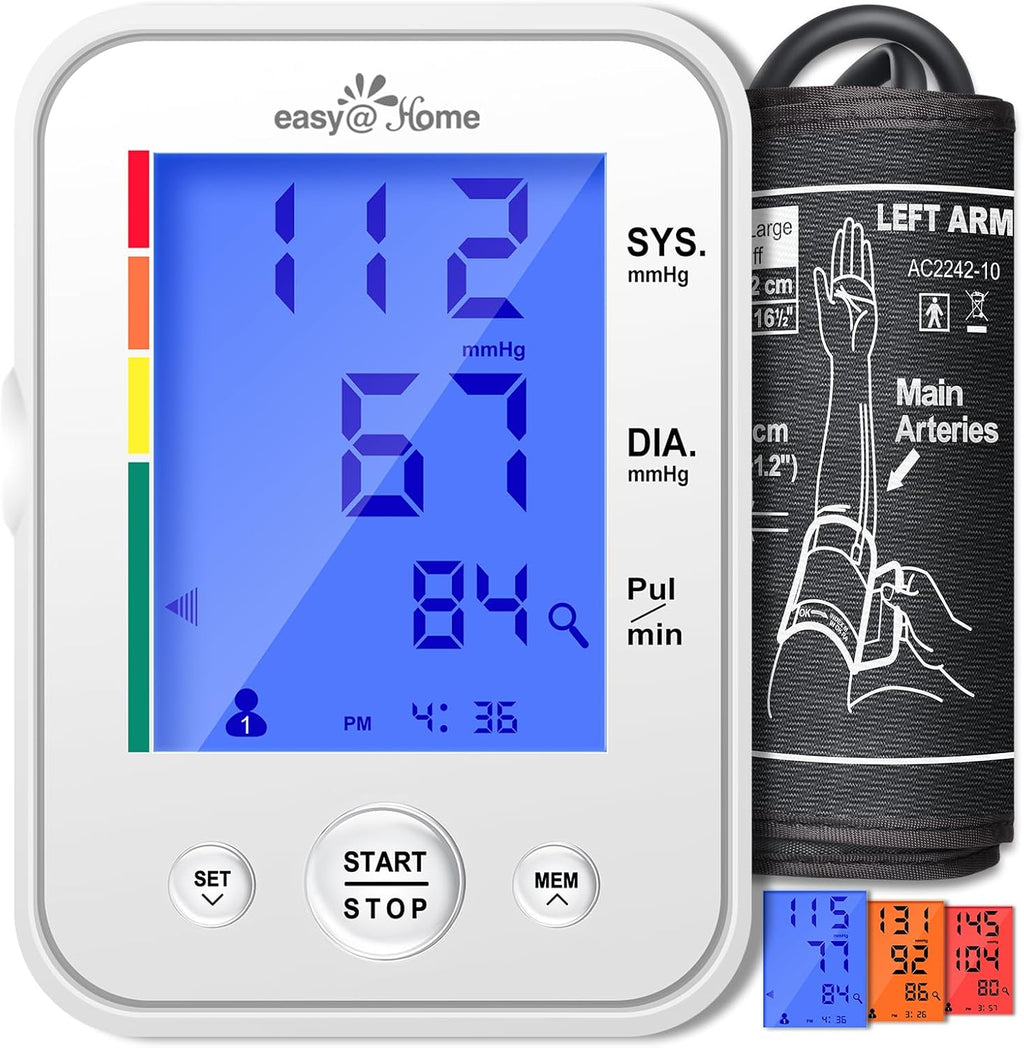 Easy@Home Upper Arm Blood Pressure Monitor, Automatic BP Machine with Backlit Display

