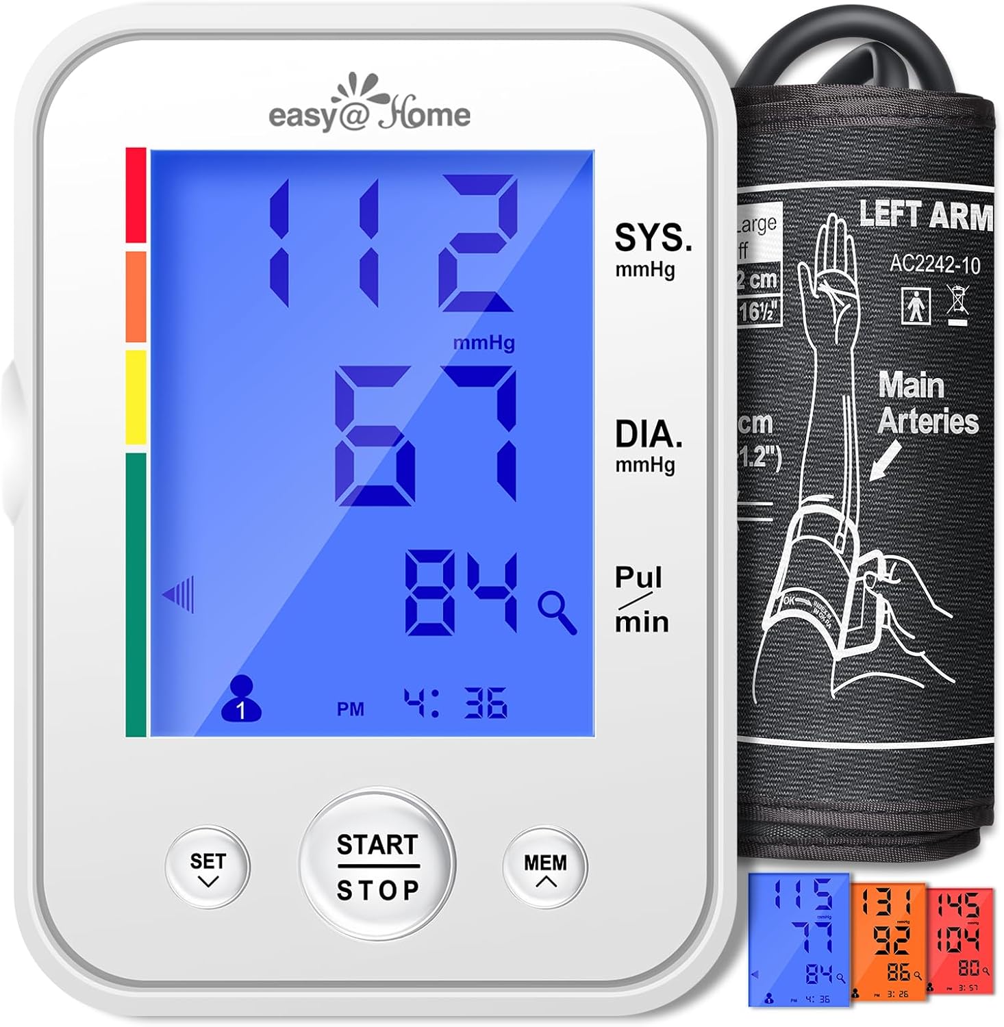 Easy@Home Upper Arm Blood Pressure Monitor, Automatic BP Machine with Backlit Display

