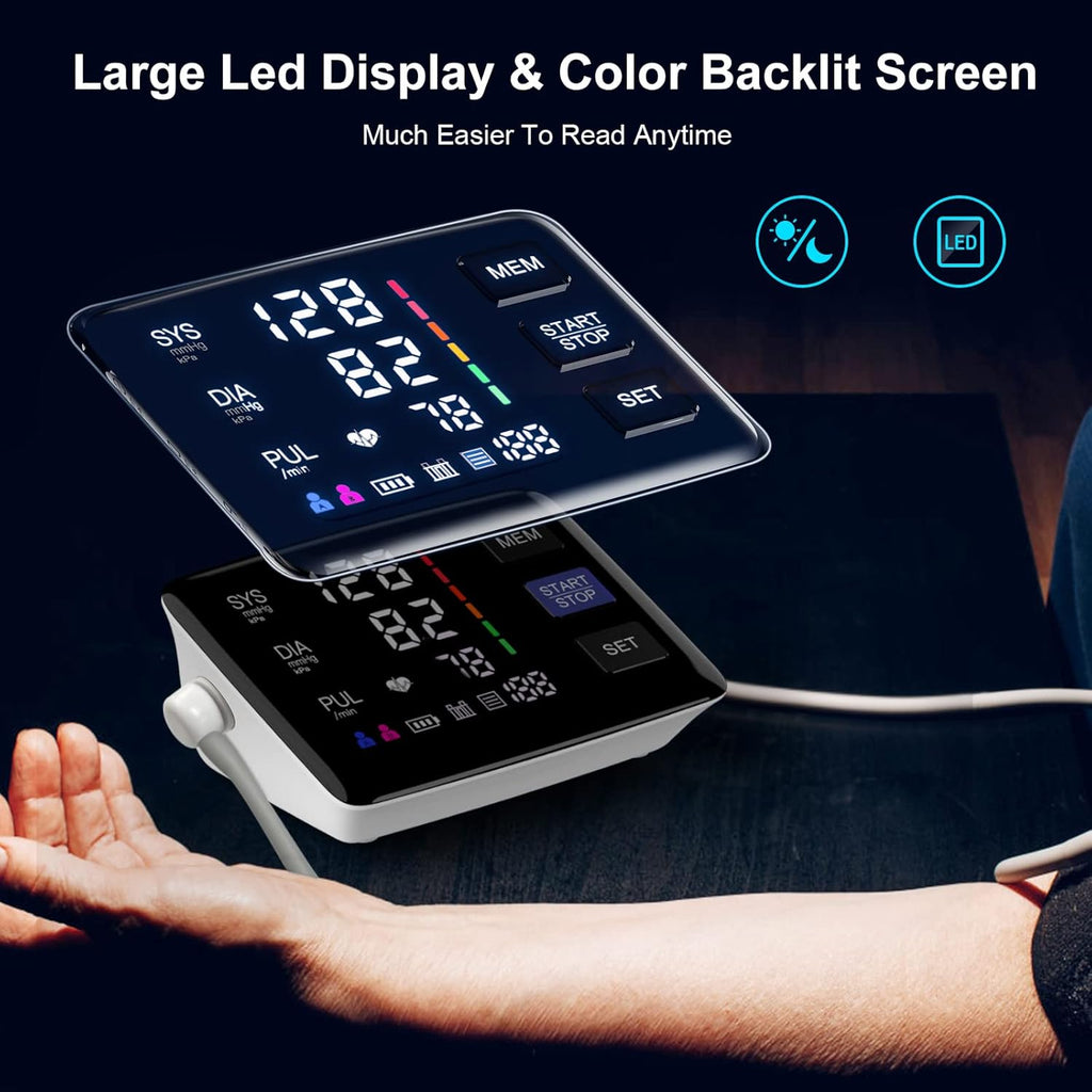 LIVAROCI Upper Arm Blood Pressure Monitor with Extra Large LED Backlit Screen

