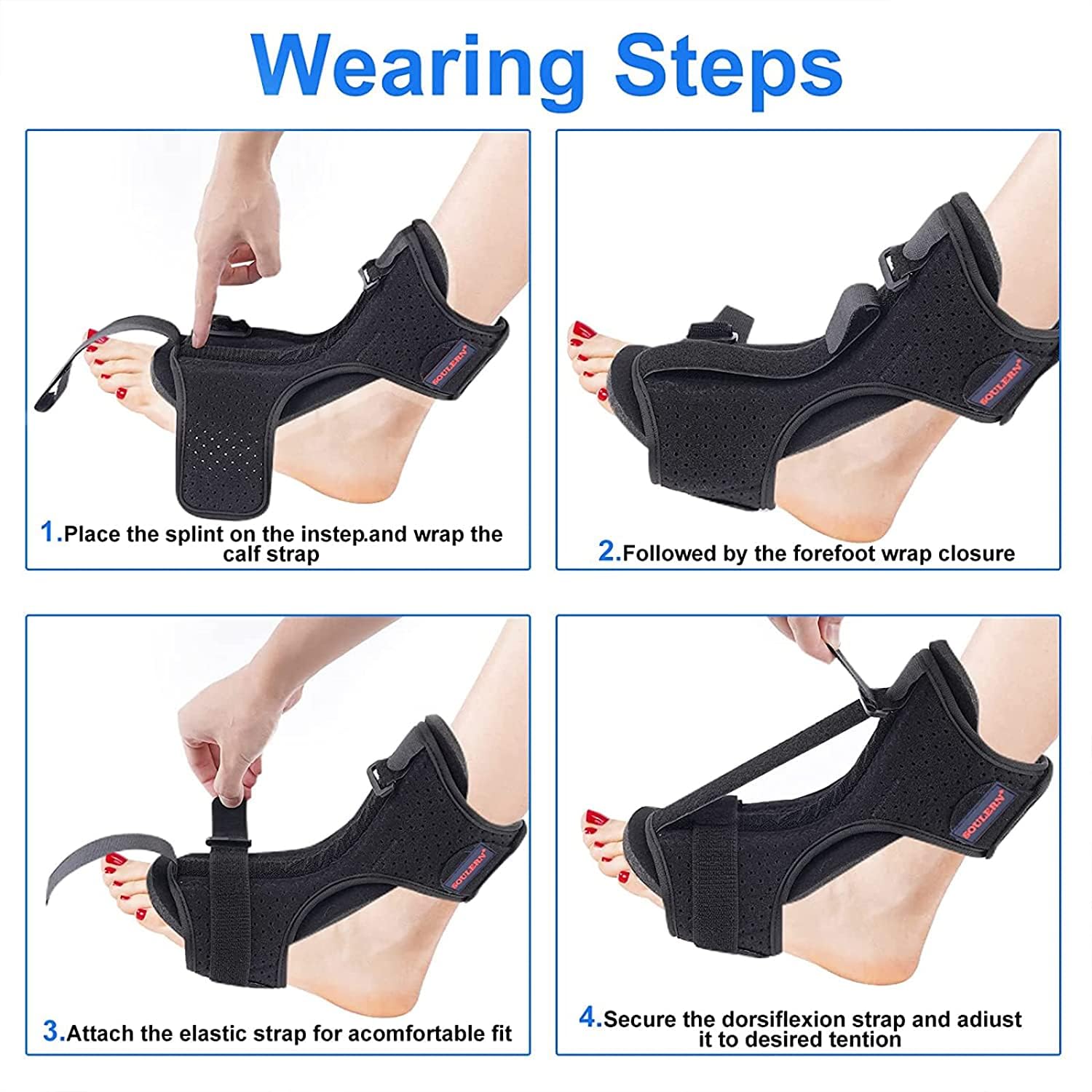 Plantar Fasciitis Night Splint Orthotic Brace for Drop Foot, Adjustable

