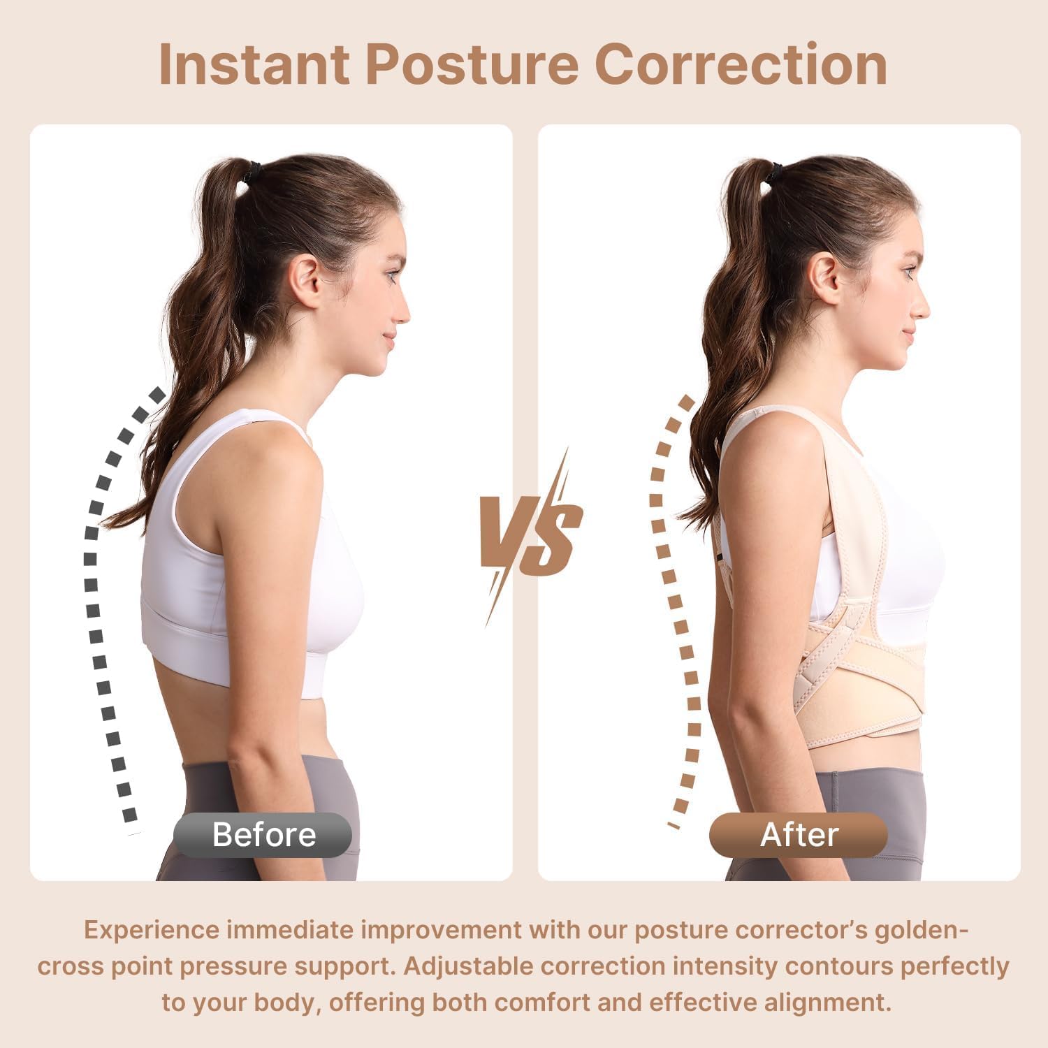 Fit Geno Posture Corrector for Women, Adjustable Upper Back Brace for Neck Support

