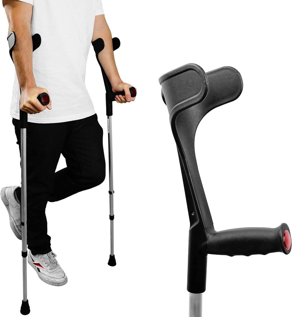 PEPE Mobility Adjustable Forearm Crutches for Adults, Open Cuff, Lightweight Aluminum

