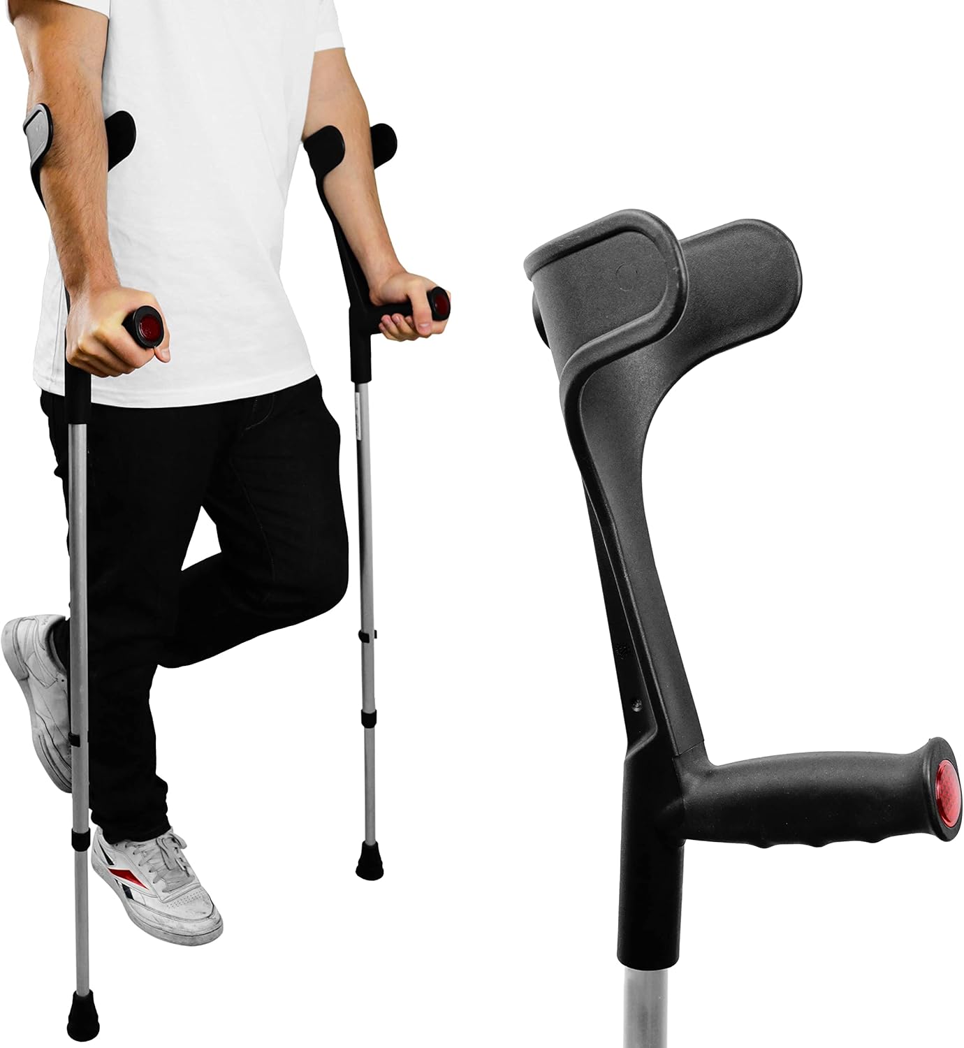 PEPE Mobility Adjustable Forearm Crutches for Adults, Open Cuff, Lightweight Aluminum

