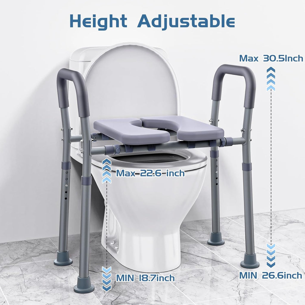 Toilet Seat Riser for Seniors With Handles, Adjustable Height and Width, Heavy Duty

