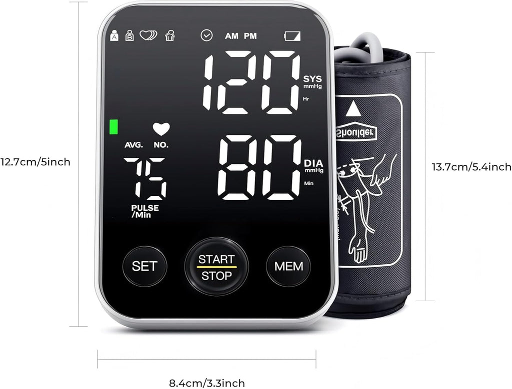 Oklar Upper Arm Blood Pressure Monitor, One-Button BP Machine with LED Display

