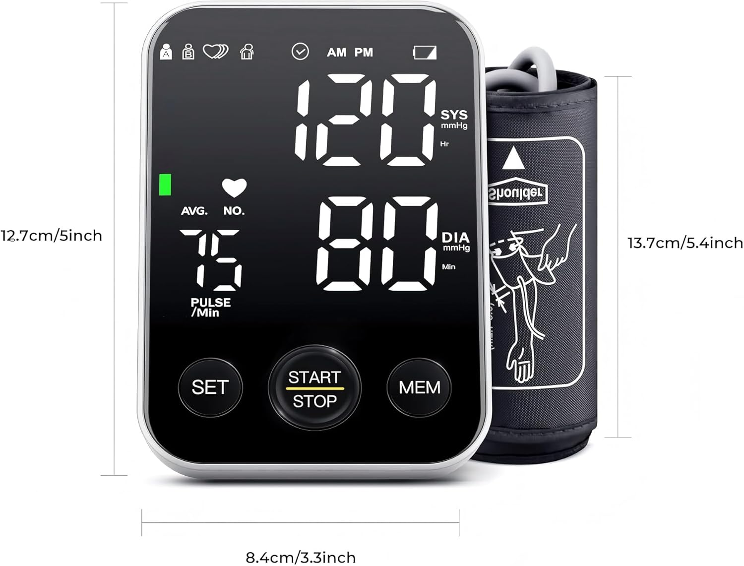 Oklar Upper Arm Blood Pressure Monitor, One-Button BP Machine with LED Display

