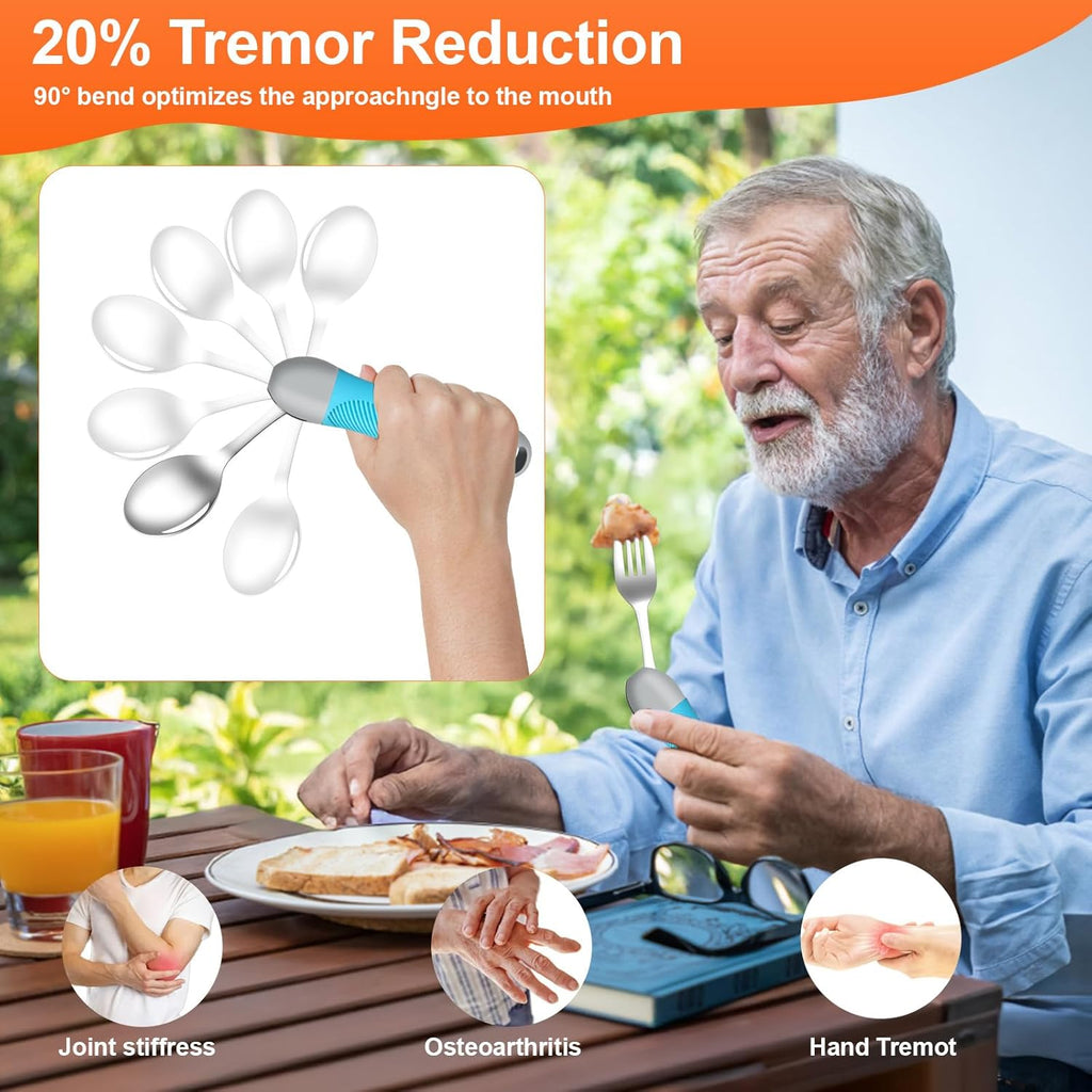 Weighted Swivel Adaptive Utensils Spoon and Fork Set for Hand Tremors Parkinson’s

