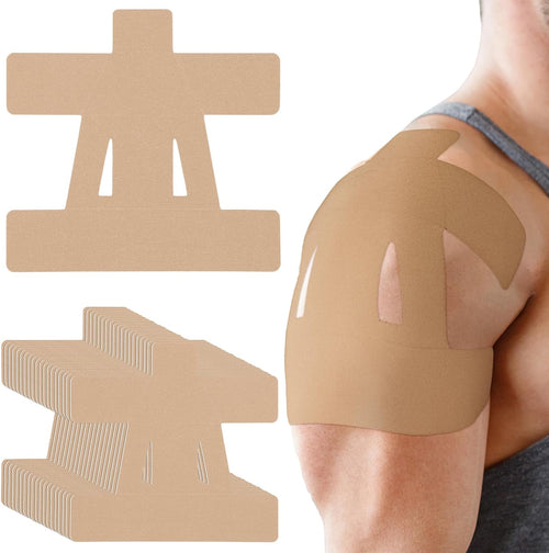 20 Count Pre-Cut Kinesiology Tape for Shoulder Support, Waterproof Sports Elastic

