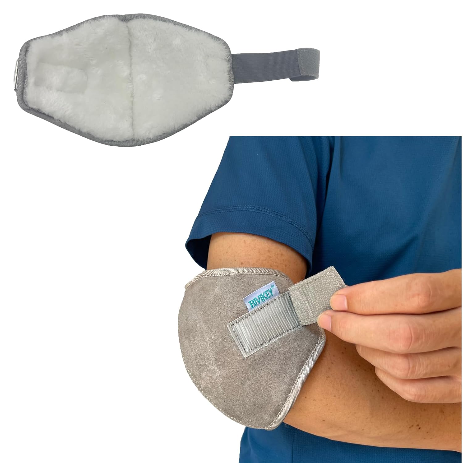 Plush Sheepskin Elbow Pressure Sore Protector Pads Adjustable Arm Sleeves


