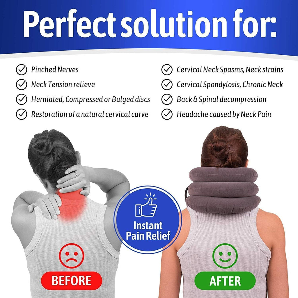 Cervical Neck Traction Device Inflatable Adjustable Neck Stretcher Support Brace

