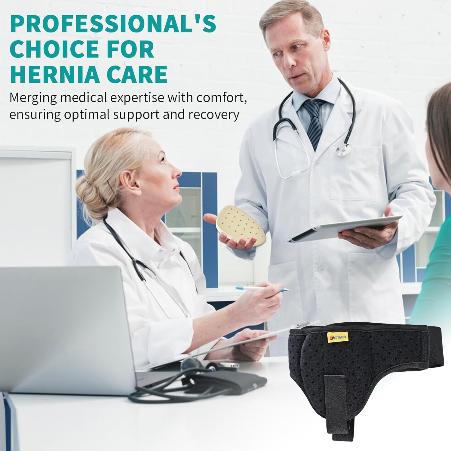 Tenbon Inguinal Hernia Belt Truss for Men and Women, Adjustable Groin Support

