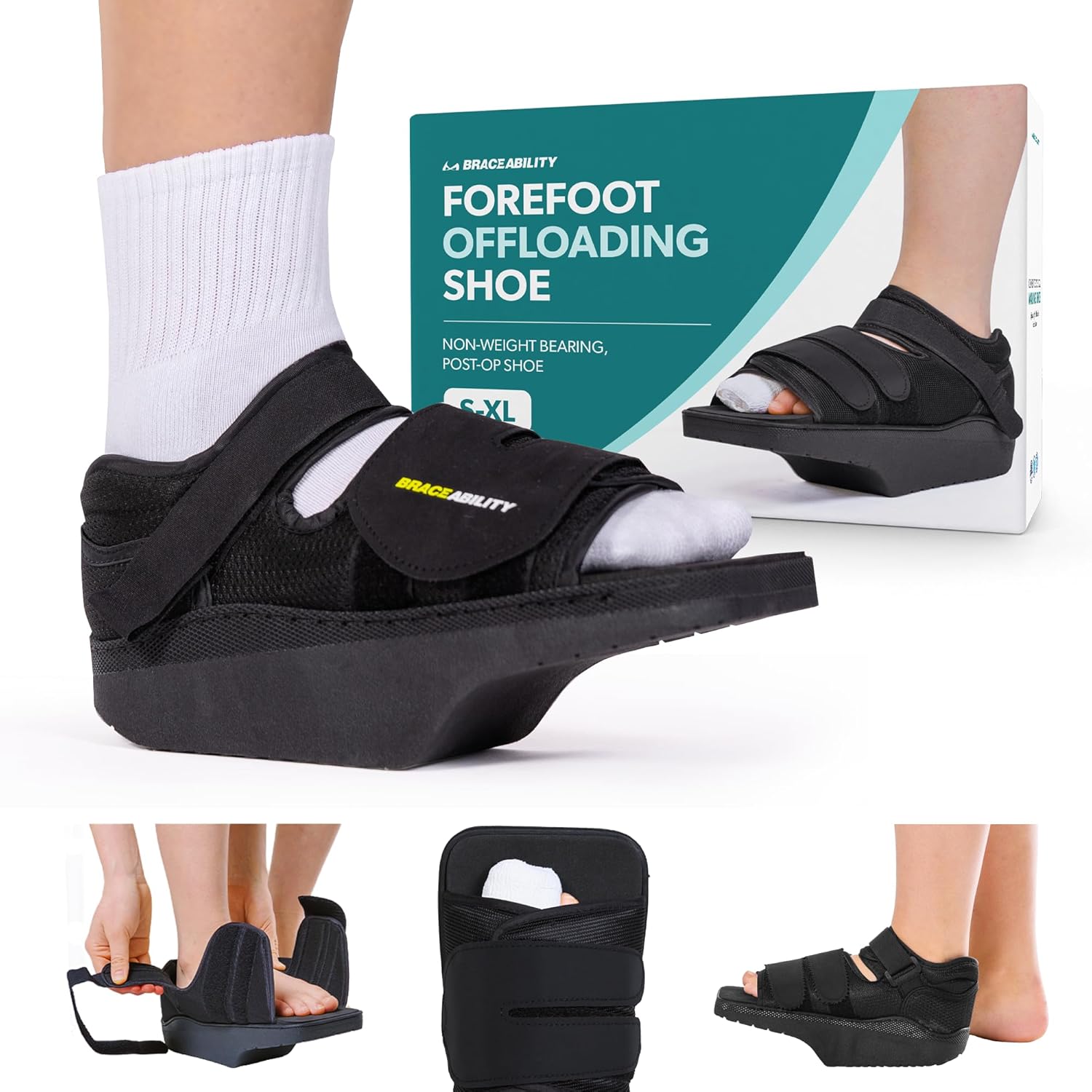 BraceAbility Forefoot Offloading Post-Op Wedge Shoe Boot for Diabetic Foot Ulcer

