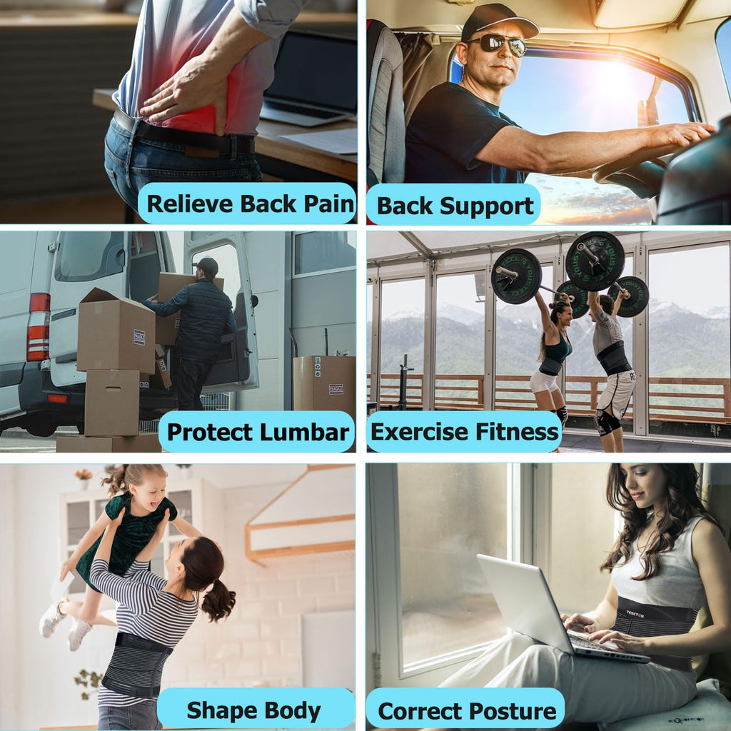 TESETON Back Support Belt for Lower Back Pain, Lumbar Brace for Men and Women

