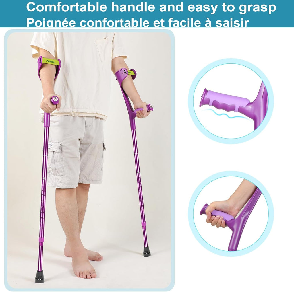 Forearm Crutches Pair Folding Forearm Crutches Anti-Drop Cuff Non-Slip Grip

