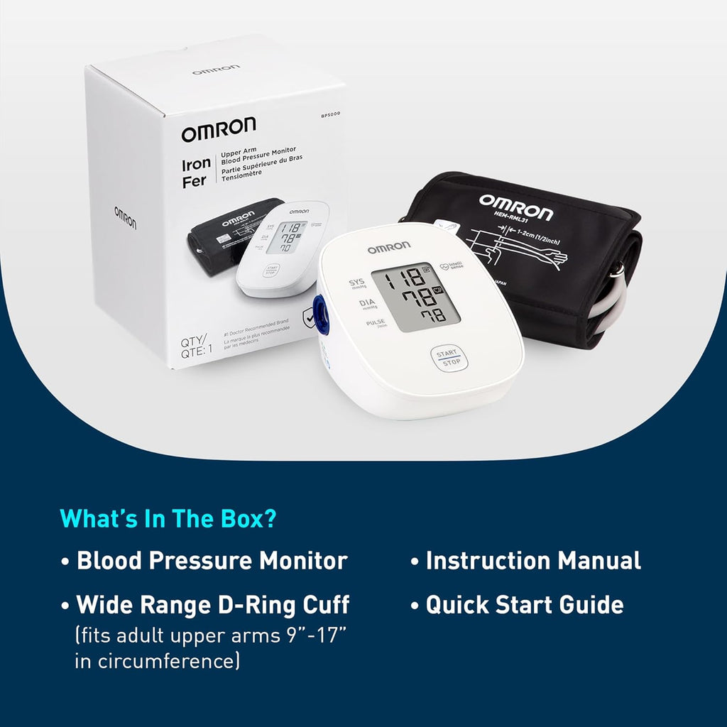 OMRON Iron Upper Arm Blood Pressure Monitor with Irregular Heartbeat Detector

