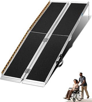 Portable Wheelchair Ramp Non-Slip Aluminum Folding Handicap Entry Ramp, 600 lb