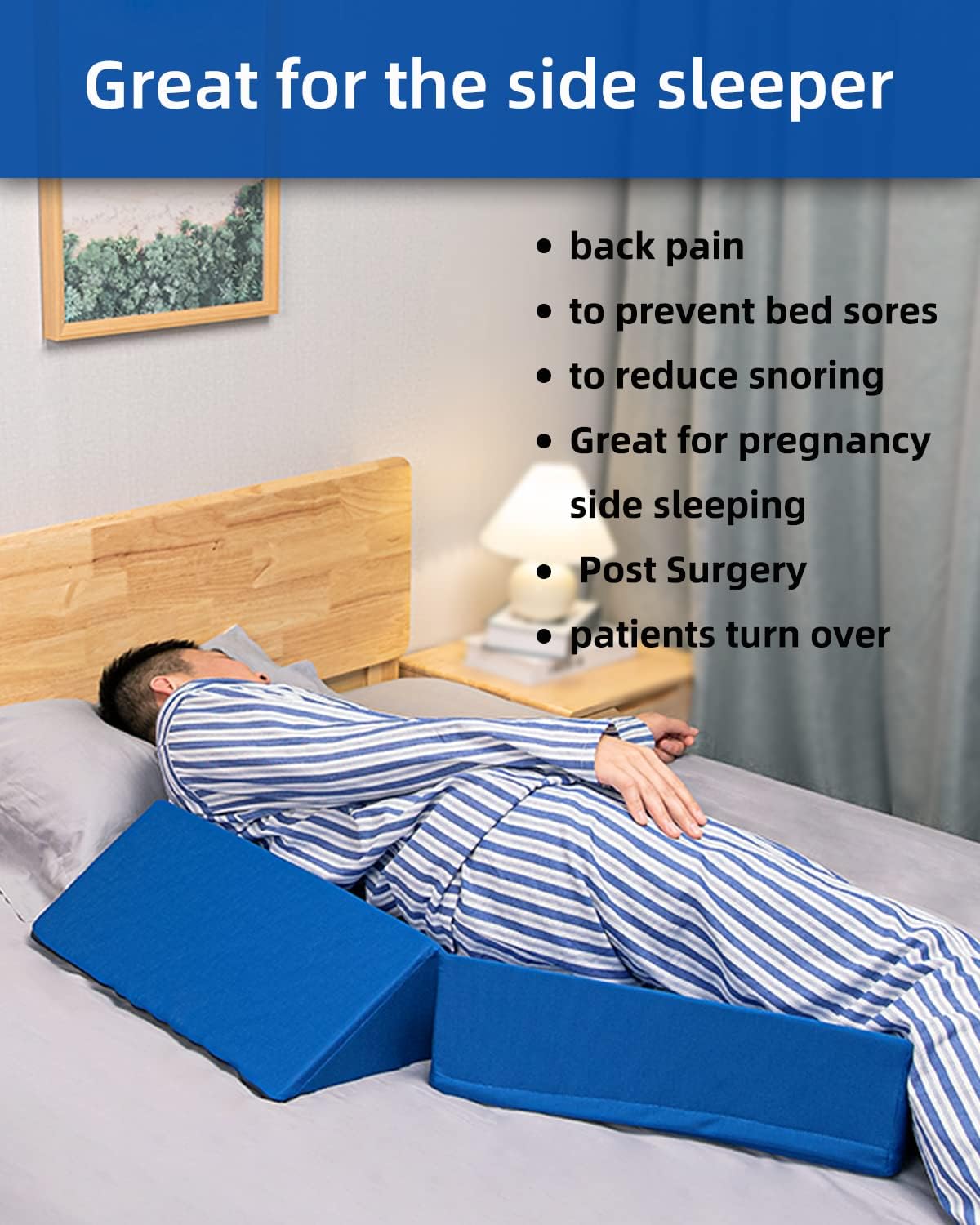 Fanwer Positioning Wedge Pillow Set for Side Sleeping, Bed Wedges Body Positioners

