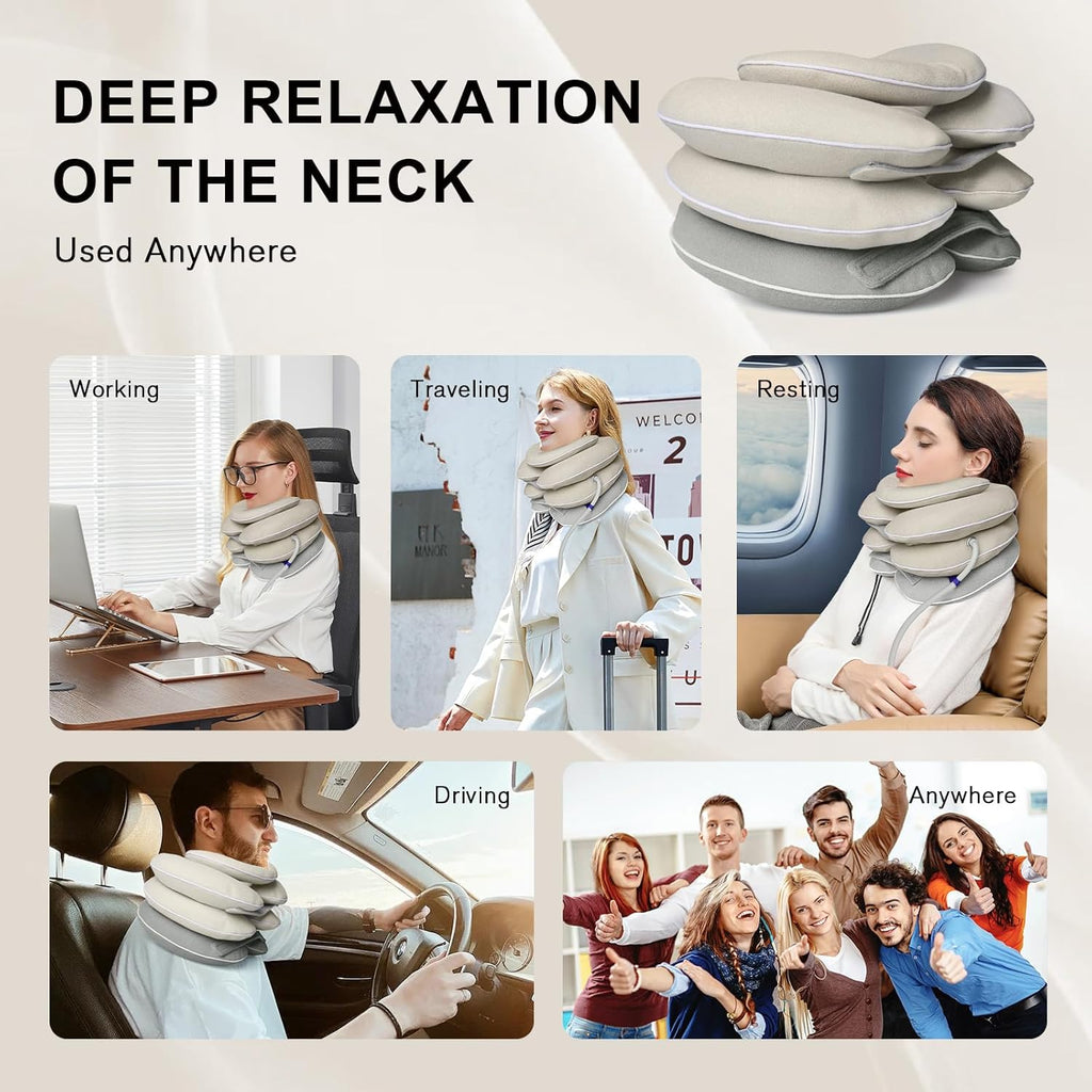Inflatable Neck Stretcher with Brace for Cervical Traction and Neck Pain Relief

