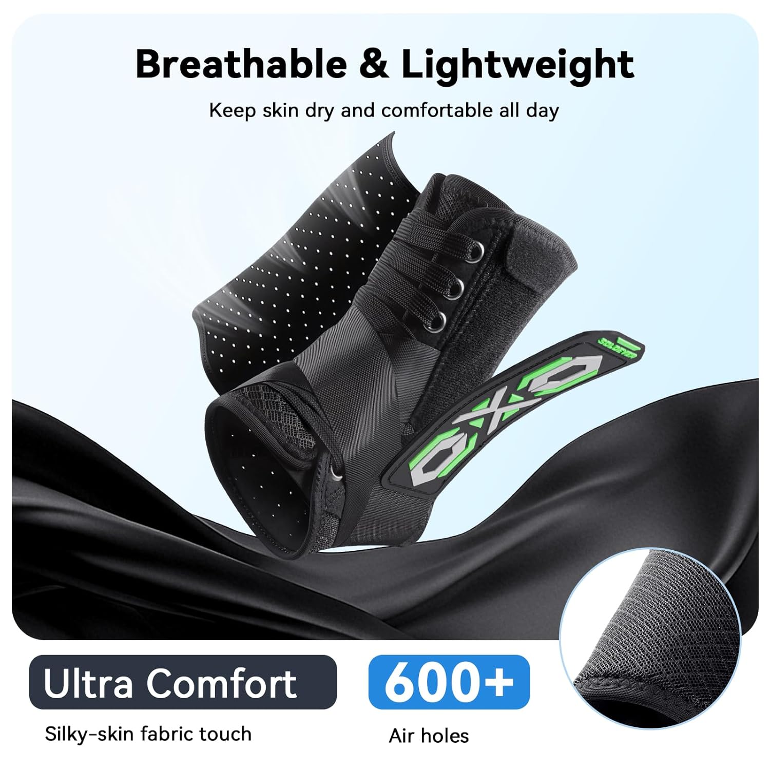 SOLOEVER Ankle Brace for Sprains, Adjustable Lace-Up Stabilizer with Side Support

