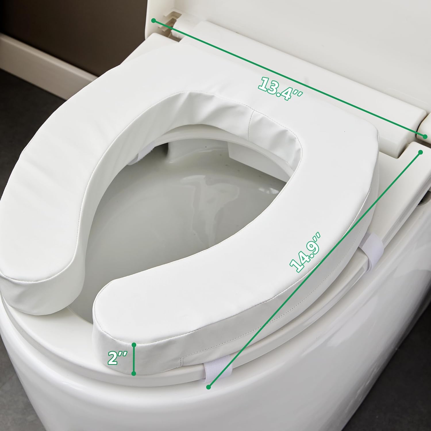 Toilet Seat Riser Cushion for Seniors, Soft Foam Padded Bathroom Seat Elevator

