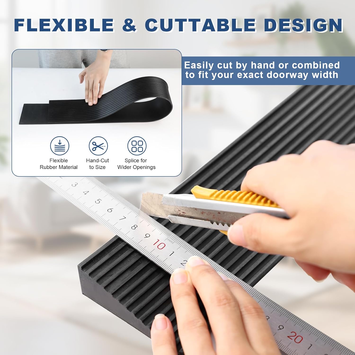 3/4 in Rubber Threshold Ramp for Doorways, Heavy Duty Wheelchair Ramp 2000 lb

