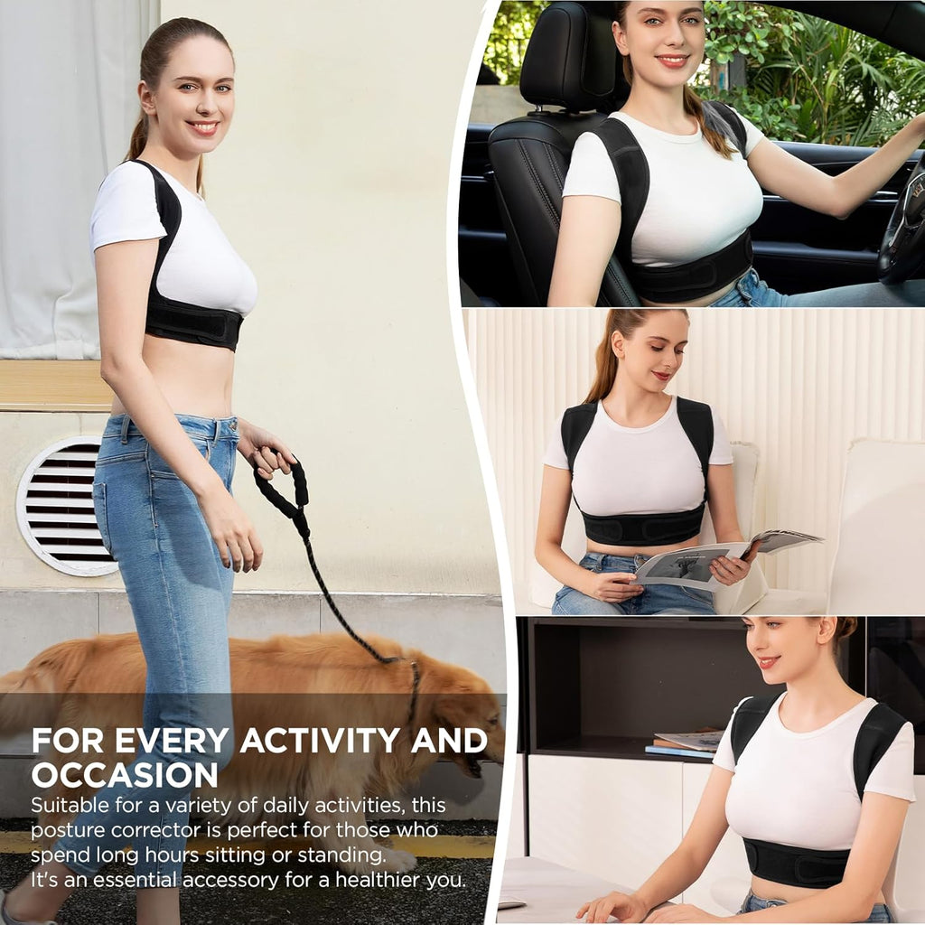 Vicorrect Posture Corrector Adjustable Upper Back Brace for Neck and Shoulder Support

