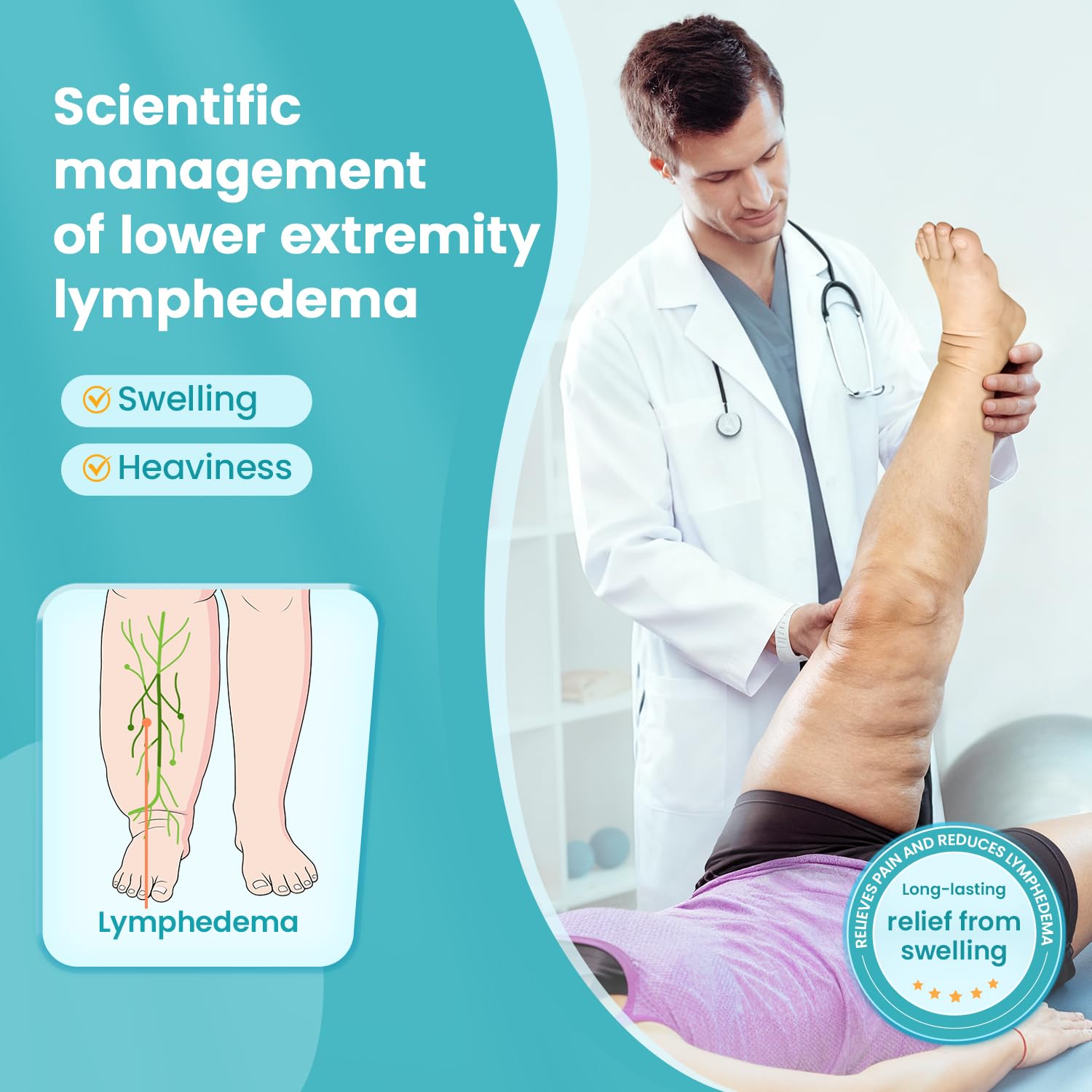Sylong Swelling Edema Compression Wrap Adjustable Sleeve for Lower Leg Lymphedema

