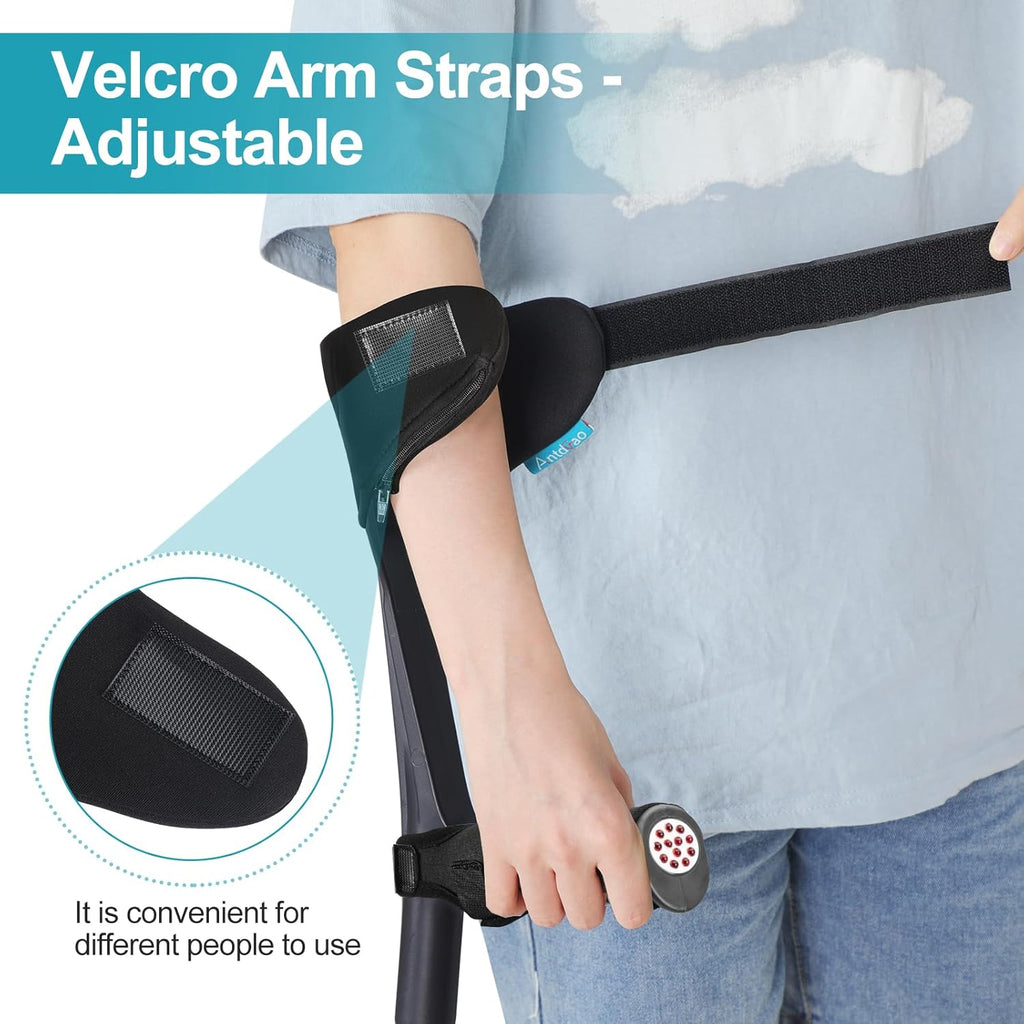 Adjustable Folding Forearm Crutches for Adults with Anti-Slip Quad Base

