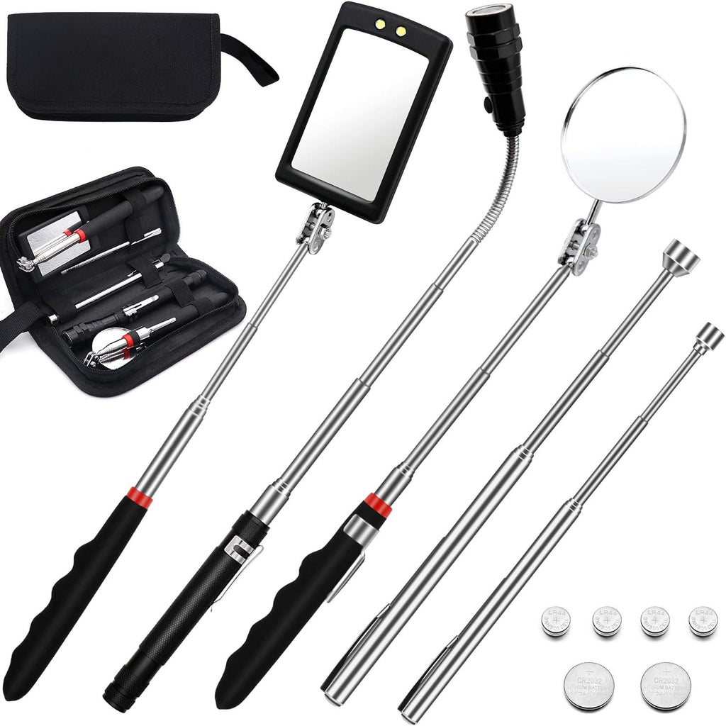 Magnetic Pickup Tool Kit with Telescoping LED Flashlight and Inspection Mirrors

