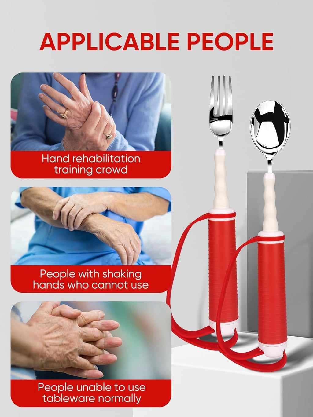 Adaptive Swivel Spoon and Fork Set, 360° Rotating Stainless Steel Easy Grip

