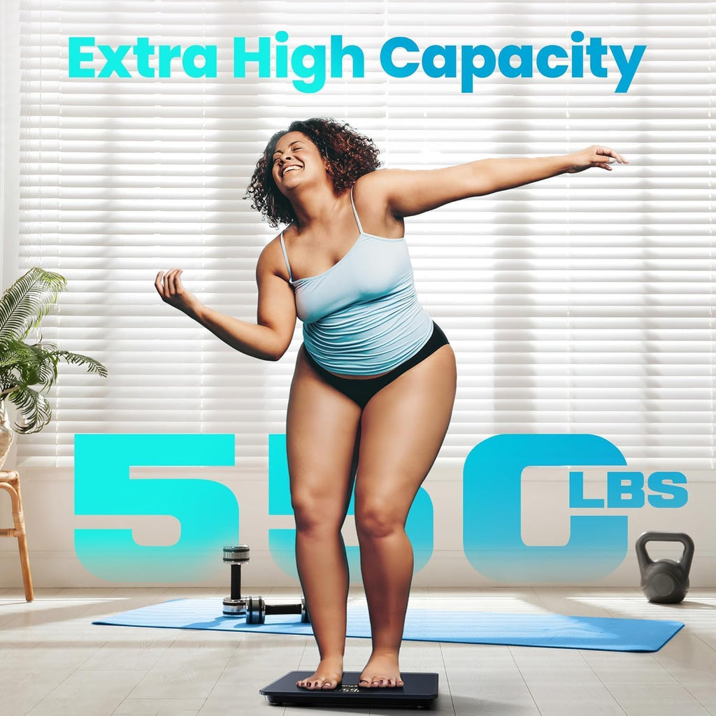 Posture Digital Bathroom Scale 550 lb Capacity Tempered Glass Extra-Wide Platform

