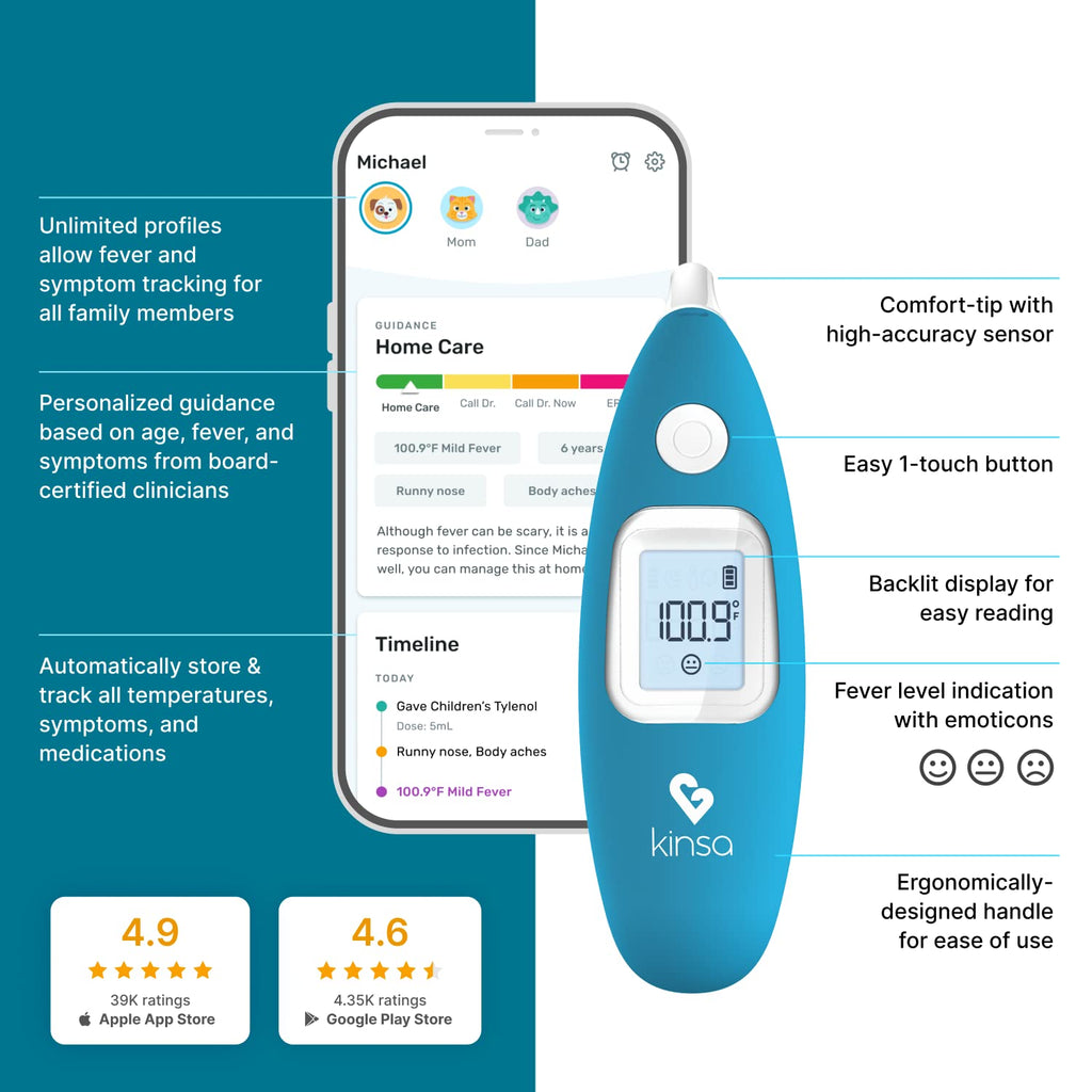 Kinsa Infrared Smart Thermometer with App Guidance for Adults, Kids and Babies

