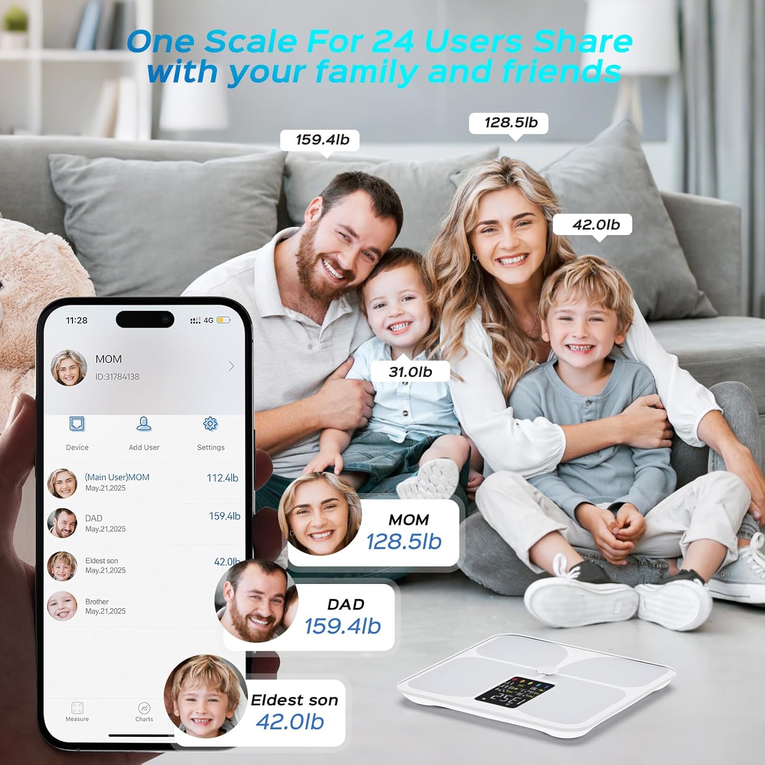 Lepulse Smart Body Fat Scale with Heart Rate, Bluetooth BMI Bathroom Scale

