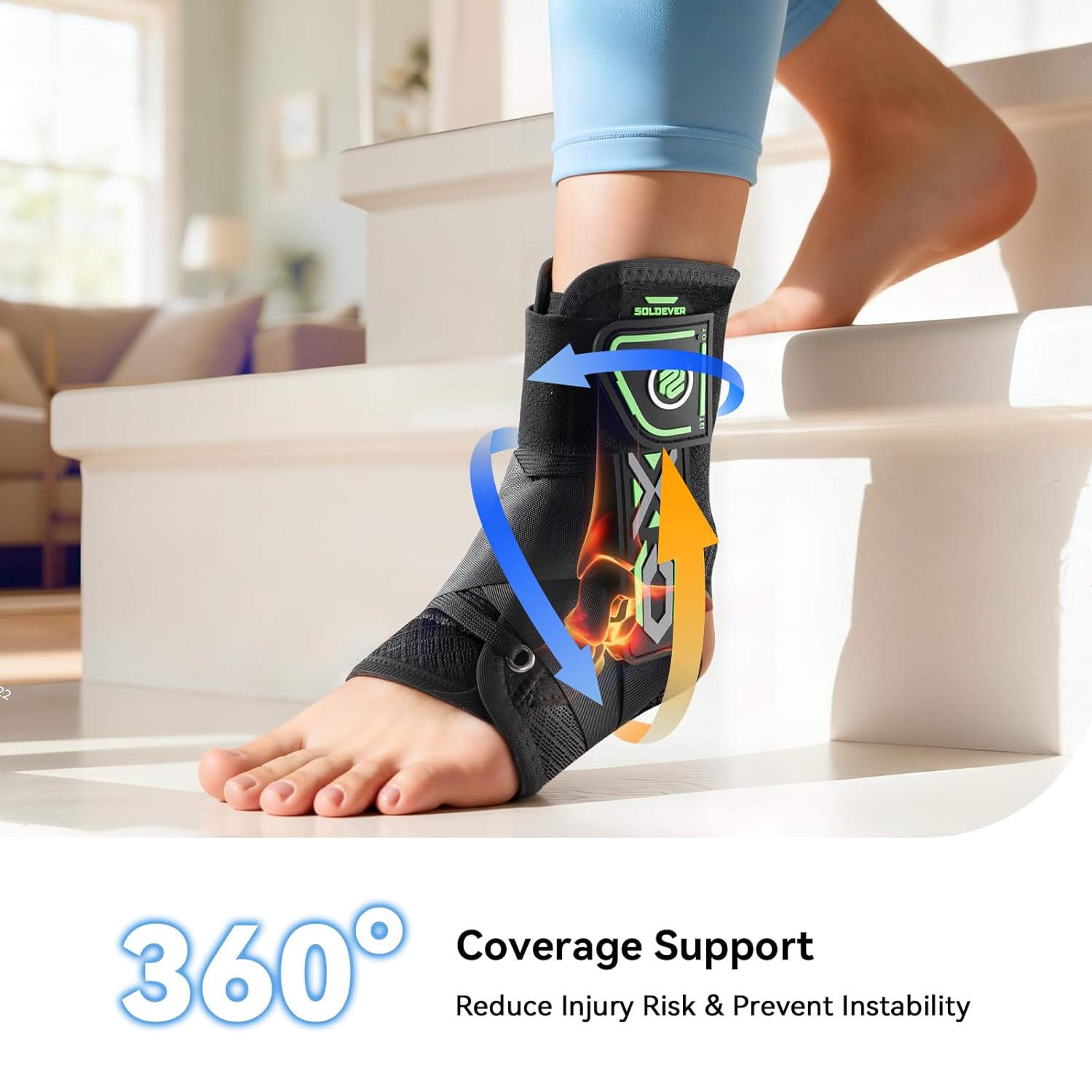 SOLOEVER Ankle Brace for Sprains, Adjustable Lace-Up Stabilizer with Side Support

