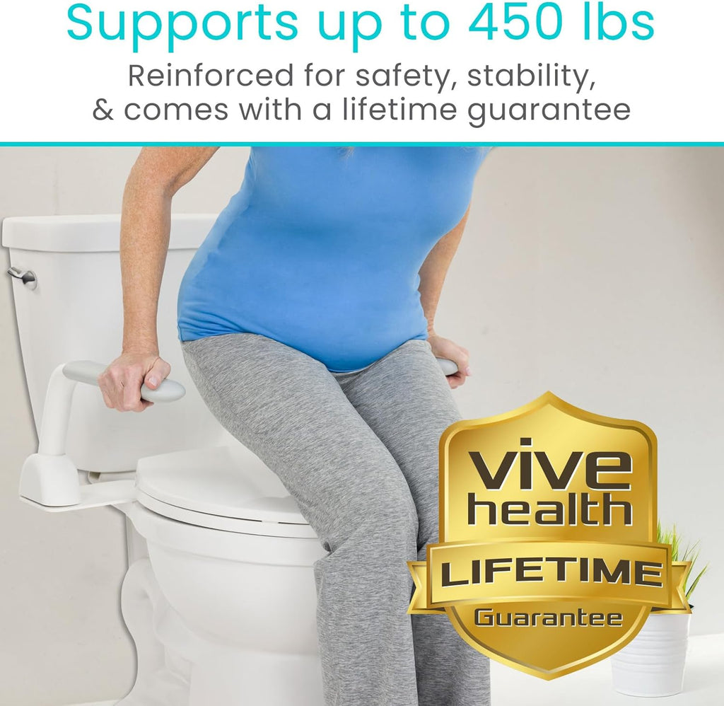 Vive Toilet Safety Rail with Flip-Up Handles, 450 lb Capacity Grab Bar Riser

