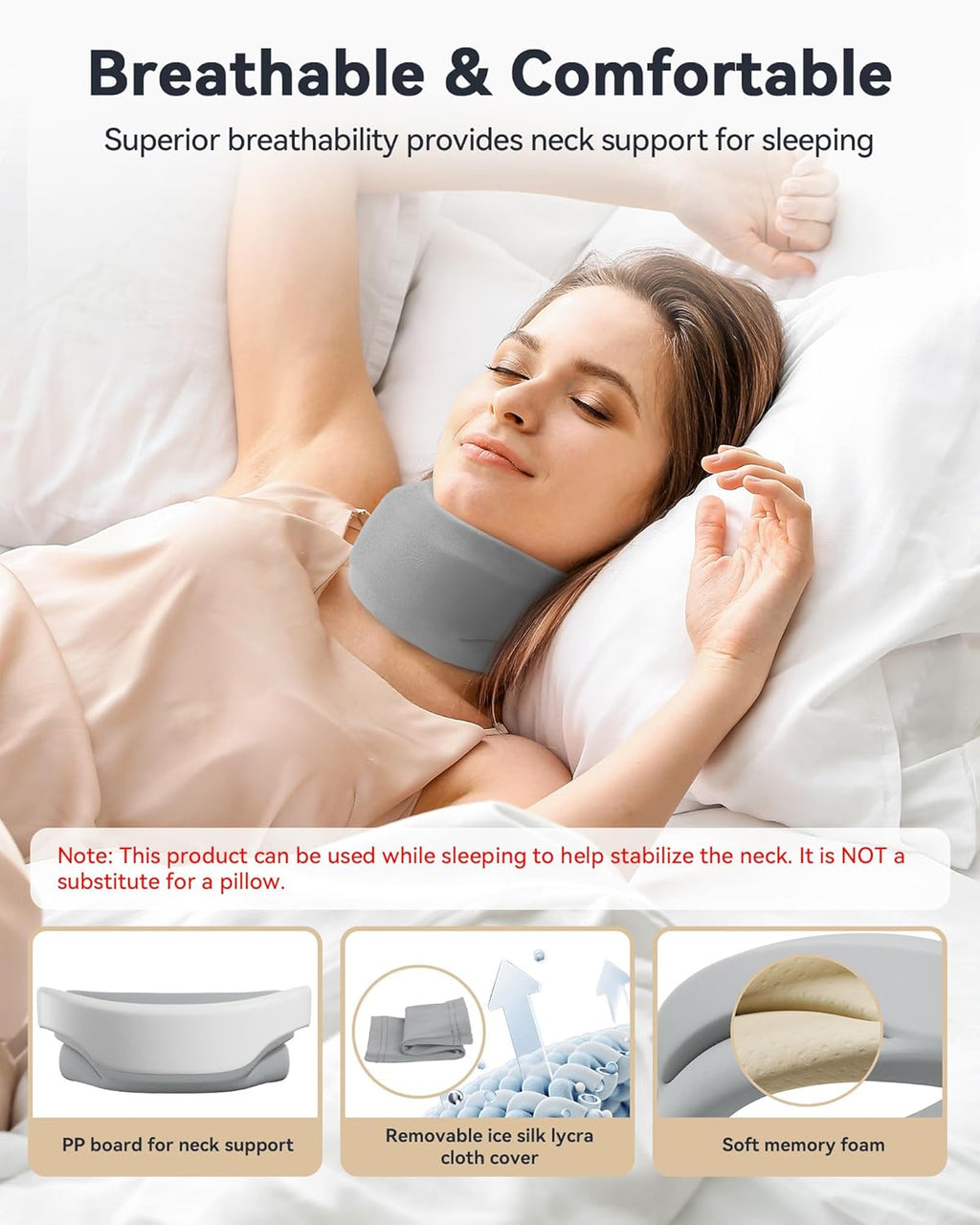 Neck Brace Cervical Collar Soft Foam Wrap Adjustable V-Shaped for Neck Support

